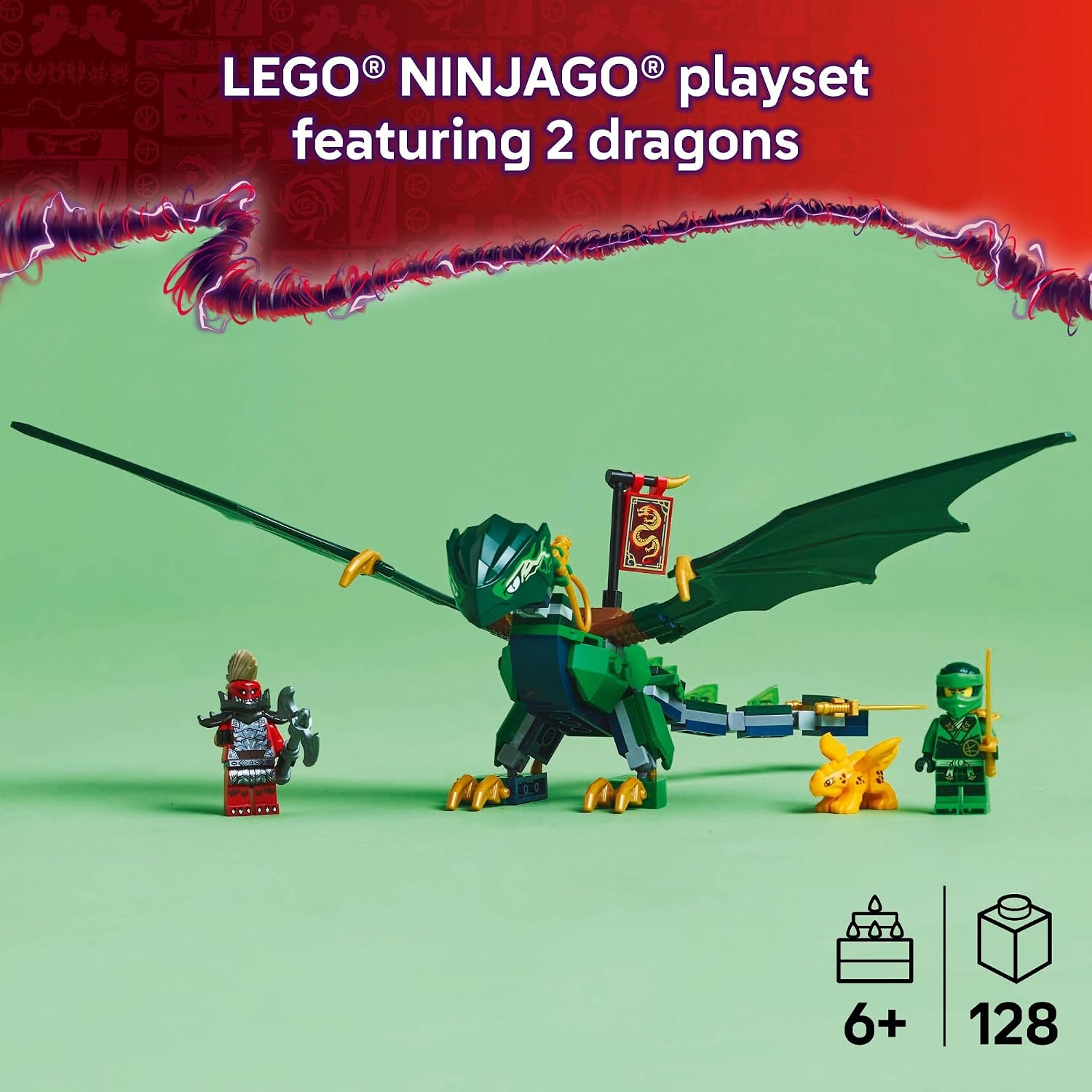LEGO NINJAGO Lloyd's Green Forest Dragon 71829 128 Piece Building Set
