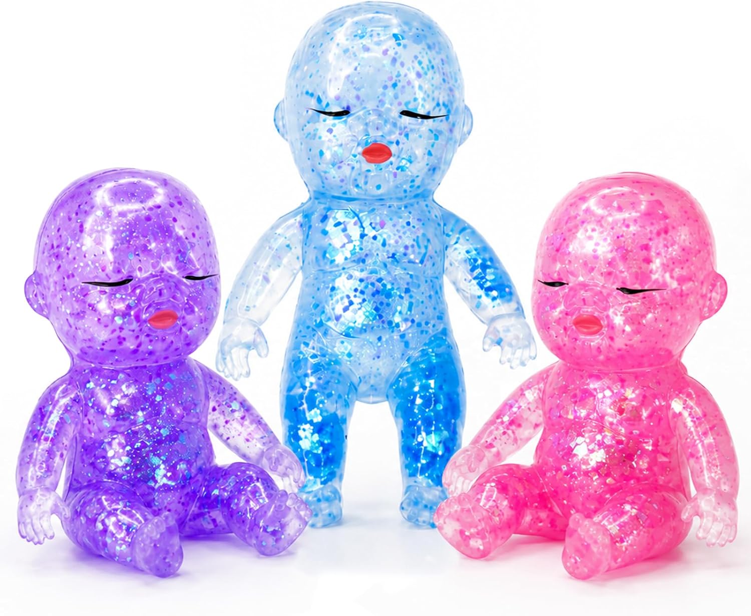 Natasha Baby Squishy Transparent Glitter Maltose Sensory Fidget Toy 3Pcs