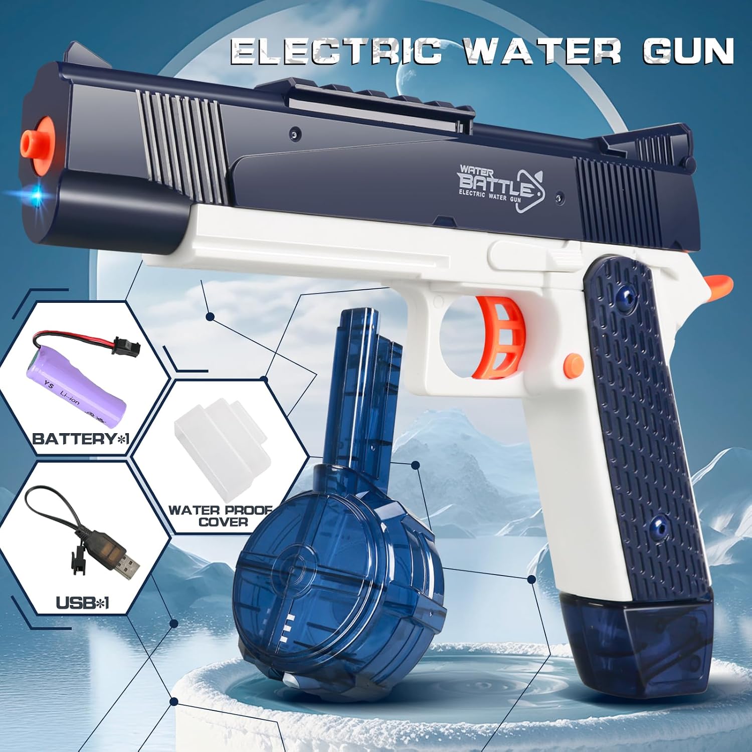 Snowall Electric Water Gun 35 Foot Range Pink or Blue Outdoor Toy
