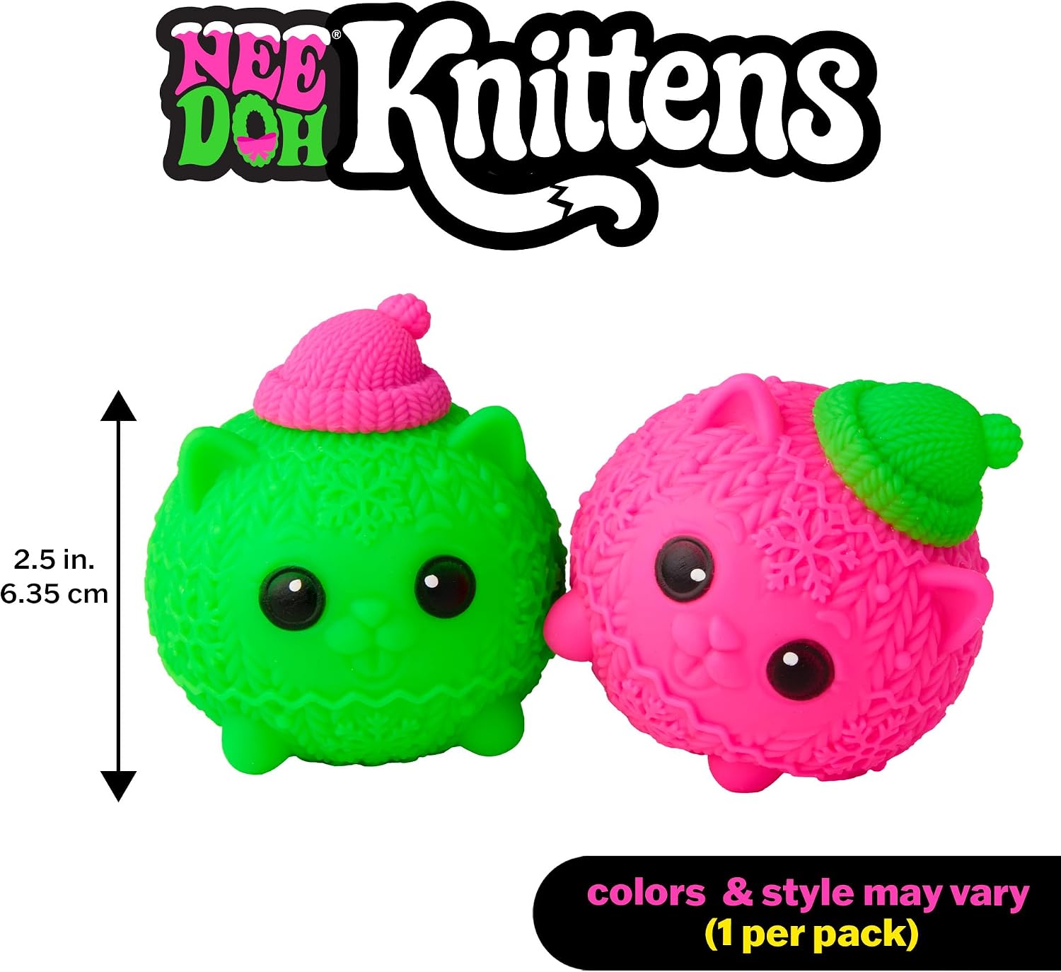 Schylling NeeDoh Squishmas Knittens 2.5 Inch Squishy Fidget Toy Random Color