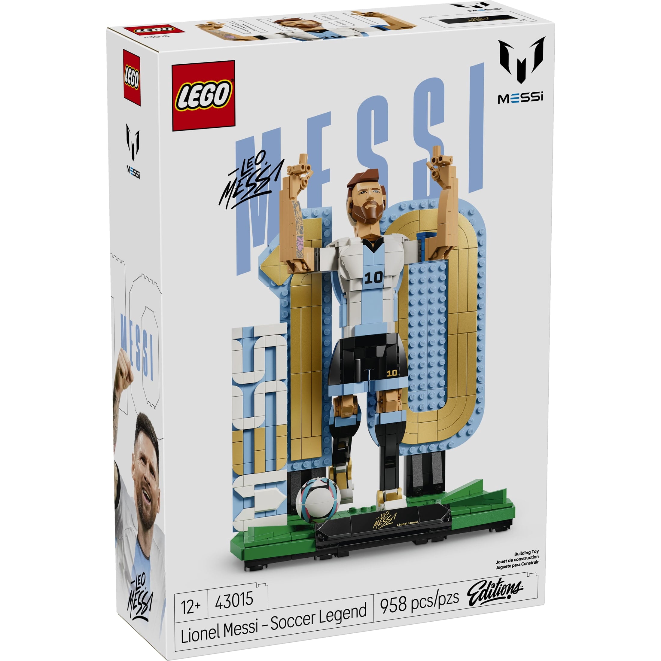 LEGO Editions Lionel Messi – Soccer Legend - Building Set for Boys & Girls, Ages 12+ - Collectible Soccer Gift with Plaque - Kids Bedroom or Shelf Decor - 43015