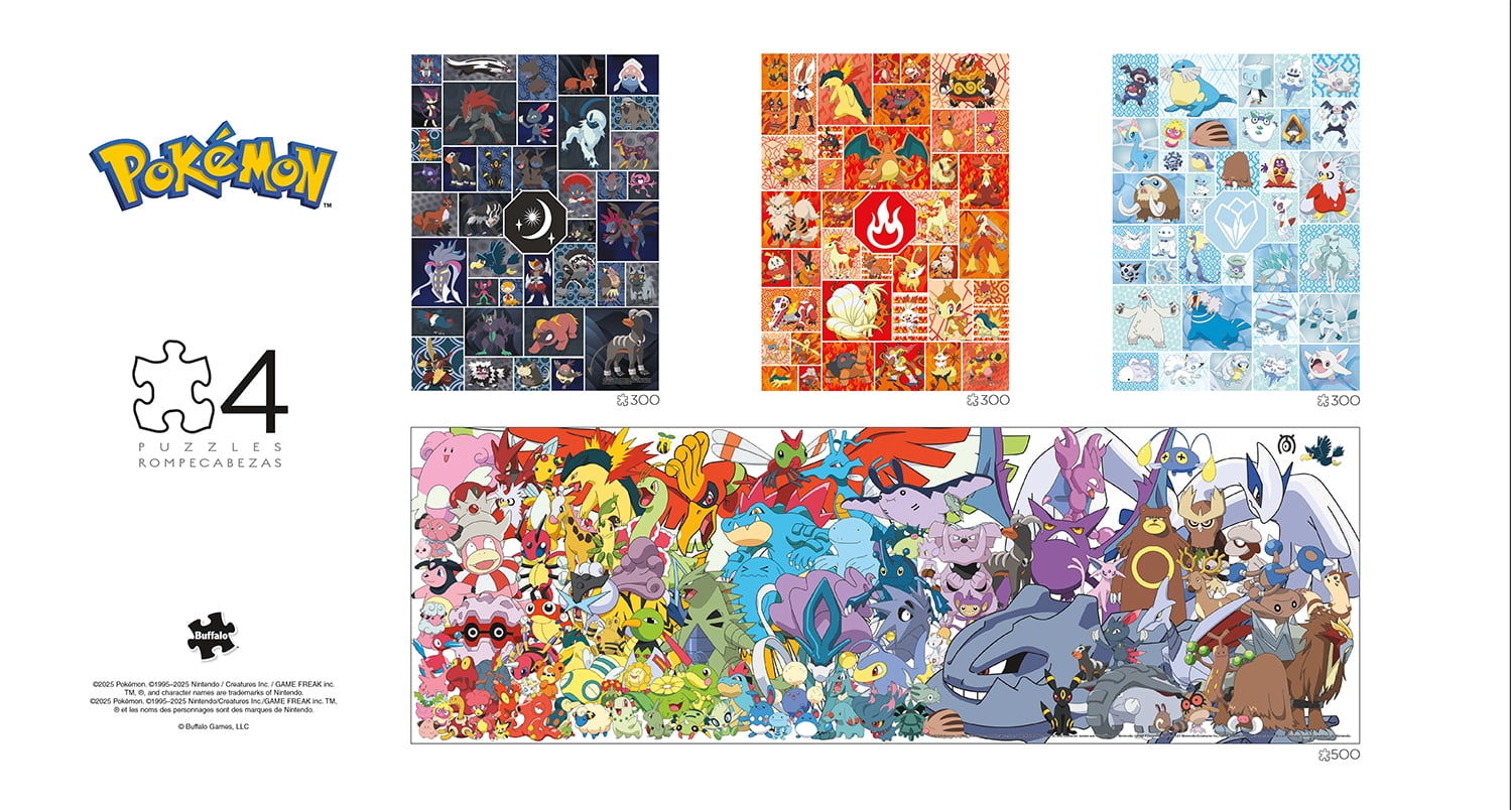 Buffalo Games Pokemon 4 x 1 Multipack Interlocking Jigsaw Puzzles for Adults Ages 14+