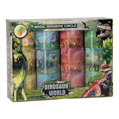 Magic Ranibow Circle Dinosaur Spring Toy Assorted Colors 12 Piece Display Pack