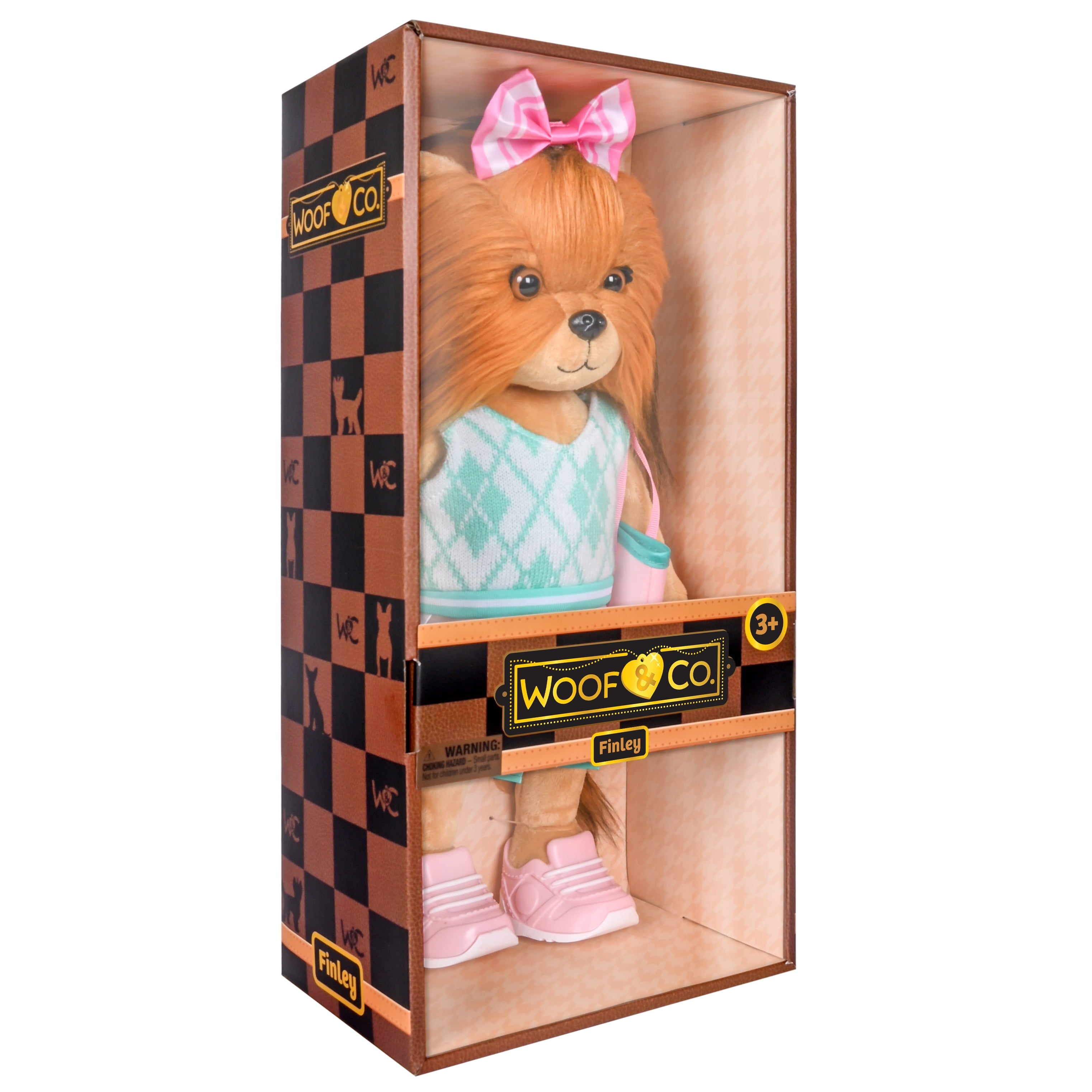 Woof & Co 15-inch Fashion Doll – Finley The Poseable Plush Yorkshire Terrier with Removable Outfit & Accessories, Children Ages 3+