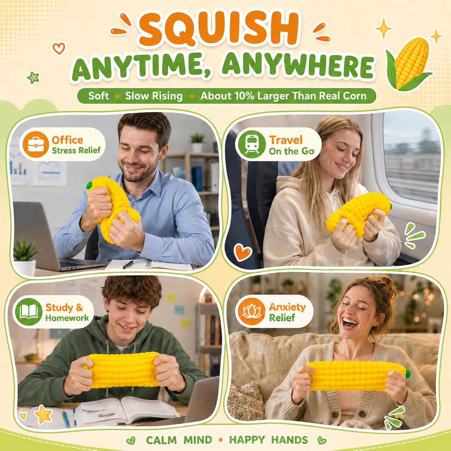 Jumbo Corn Cob Squishy Large Sensory Fidget Toy