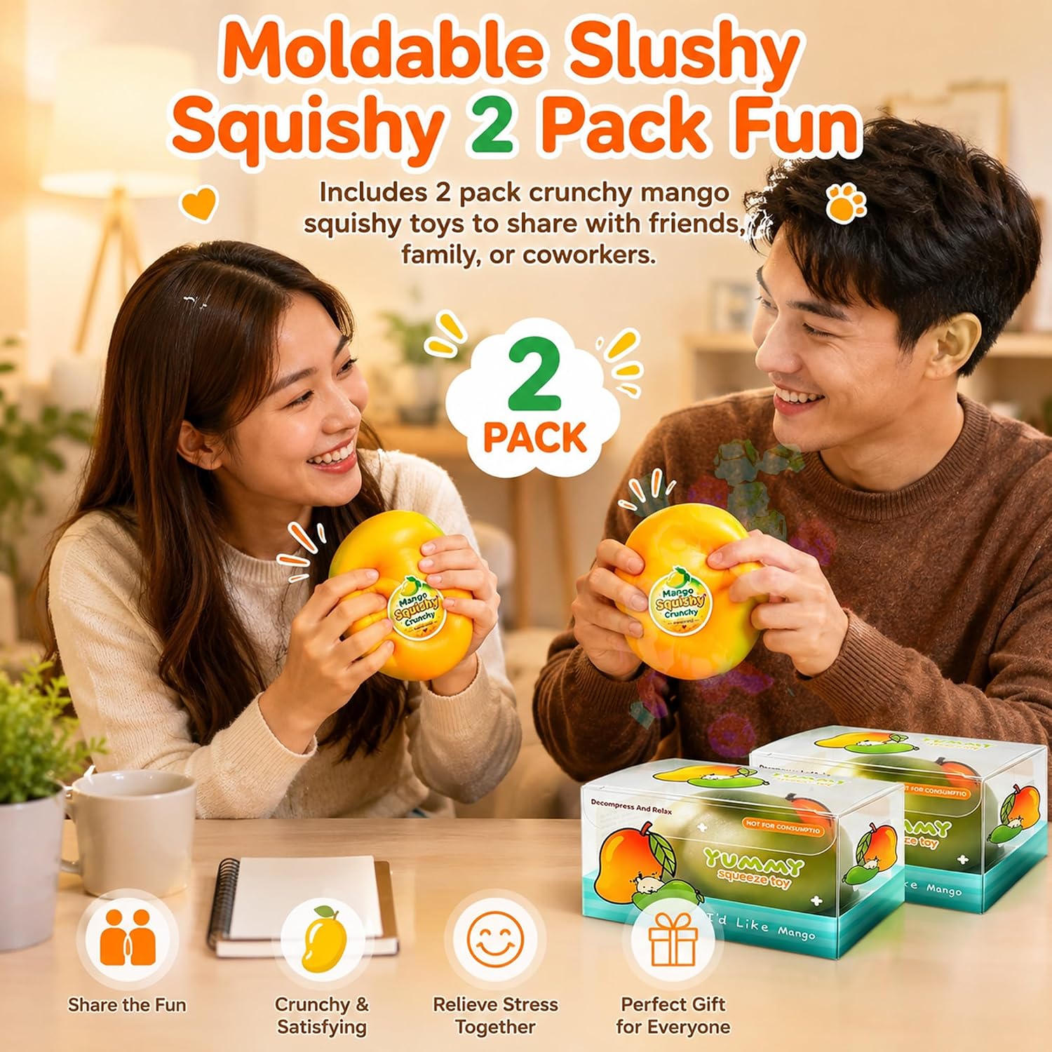 Crunchy Mango Squishy Slow Rising Sensory Fidget Toys 1-Pack