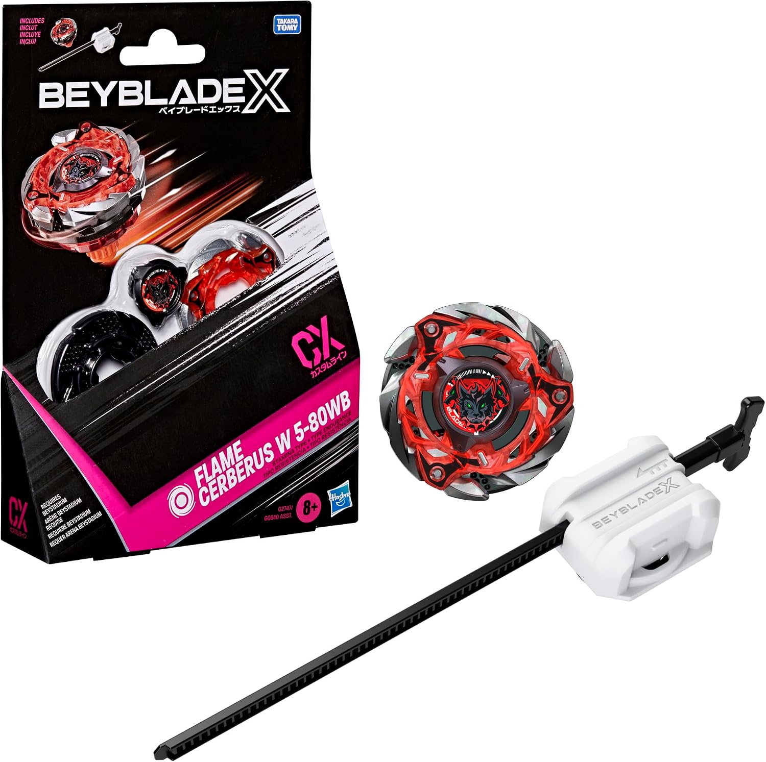 Beyblade X Flame Cerberus W 5-80WB CX Starter Pack with Winder Launcher