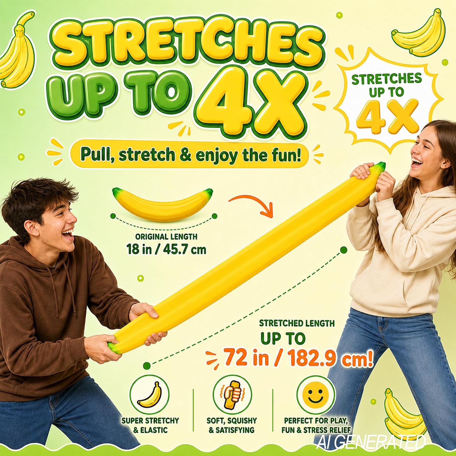 18-Inch Jumbo Banana Squishy Slow Rising Sensory Fidget Toy