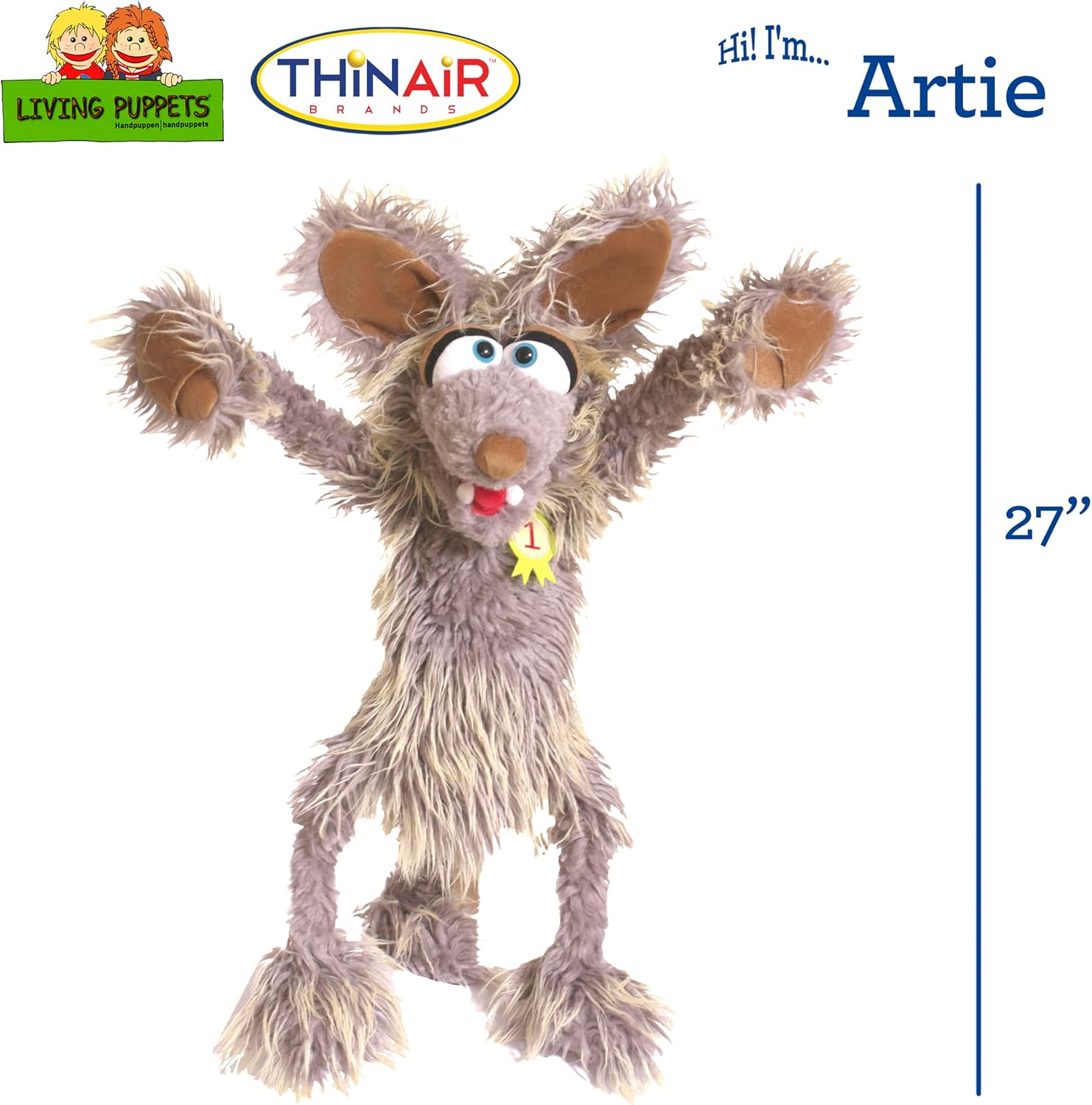 THiN AiR Brands Living Puppets Artie 27 Inch Coyote Hand Puppet
