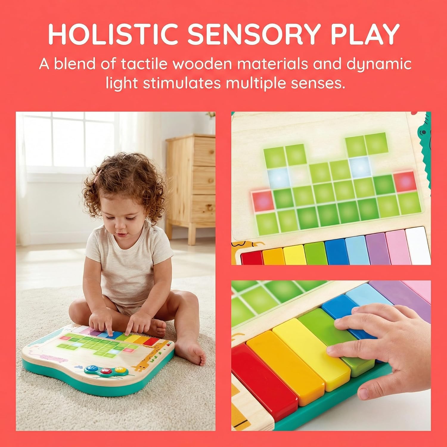 Hape Dynamic Pixel Piano 3 in 1 Interactive Wooden Musical Toy