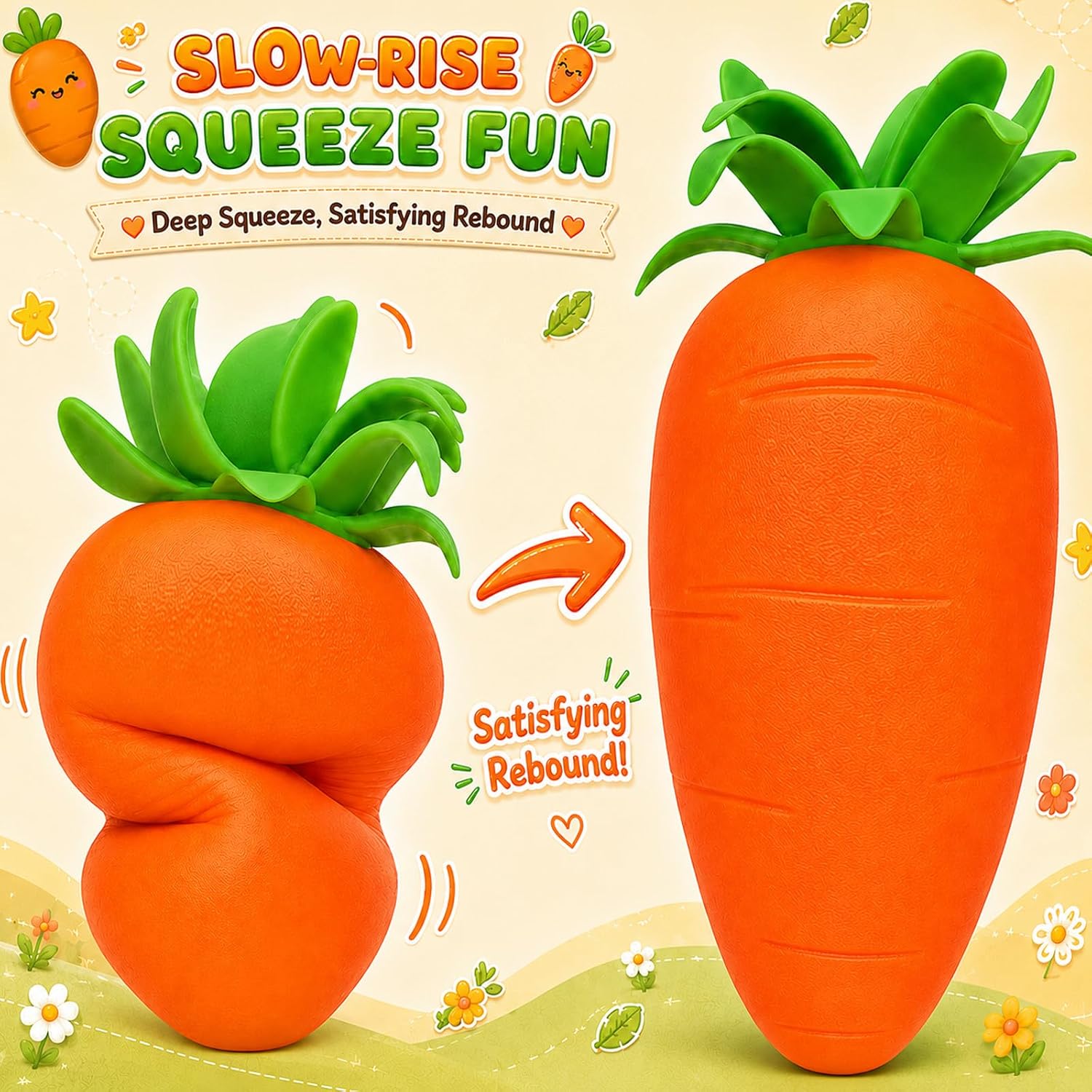 Jumbo Carrot Squishy Large TPR Sensory Fidget Toy