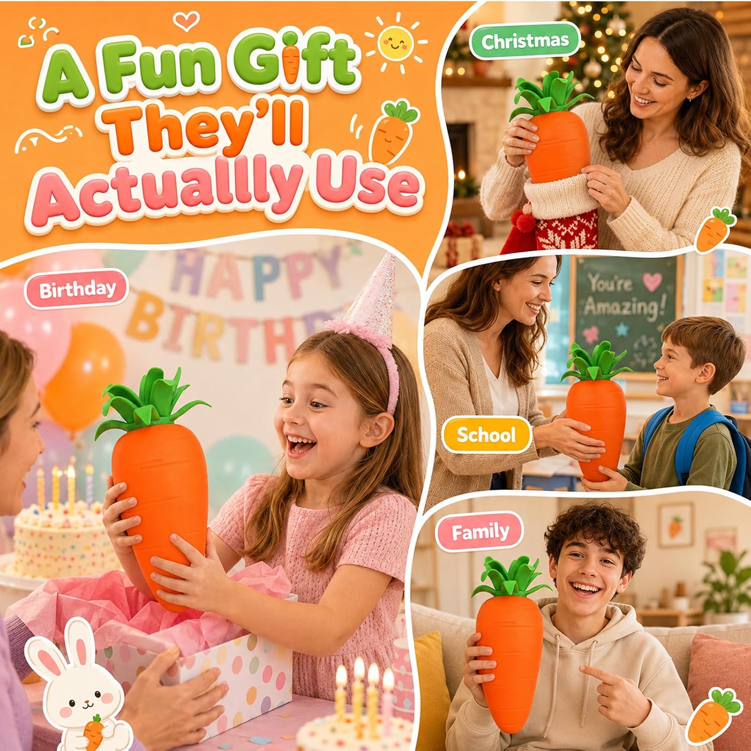 Jumbo Carrot Squishy Large TPR Sensory Fidget Toy