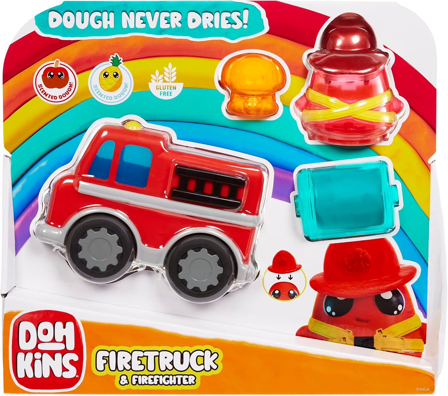 DohKins Fire Truck & Firefighter Never-Dry Scented Dough Playset