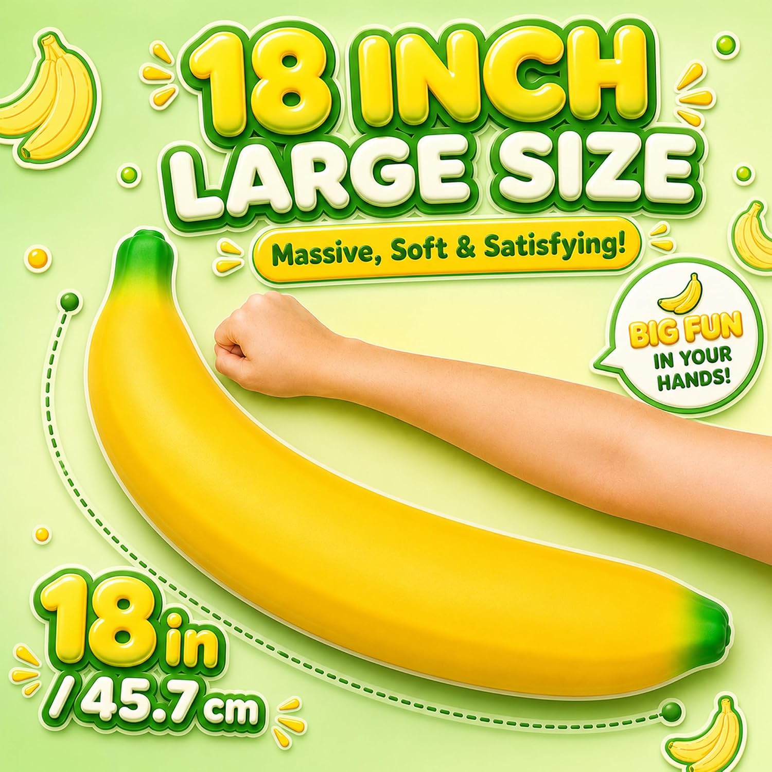 18-Inch Jumbo Banana Squishy Slow Rising Sensory Fidget Toy