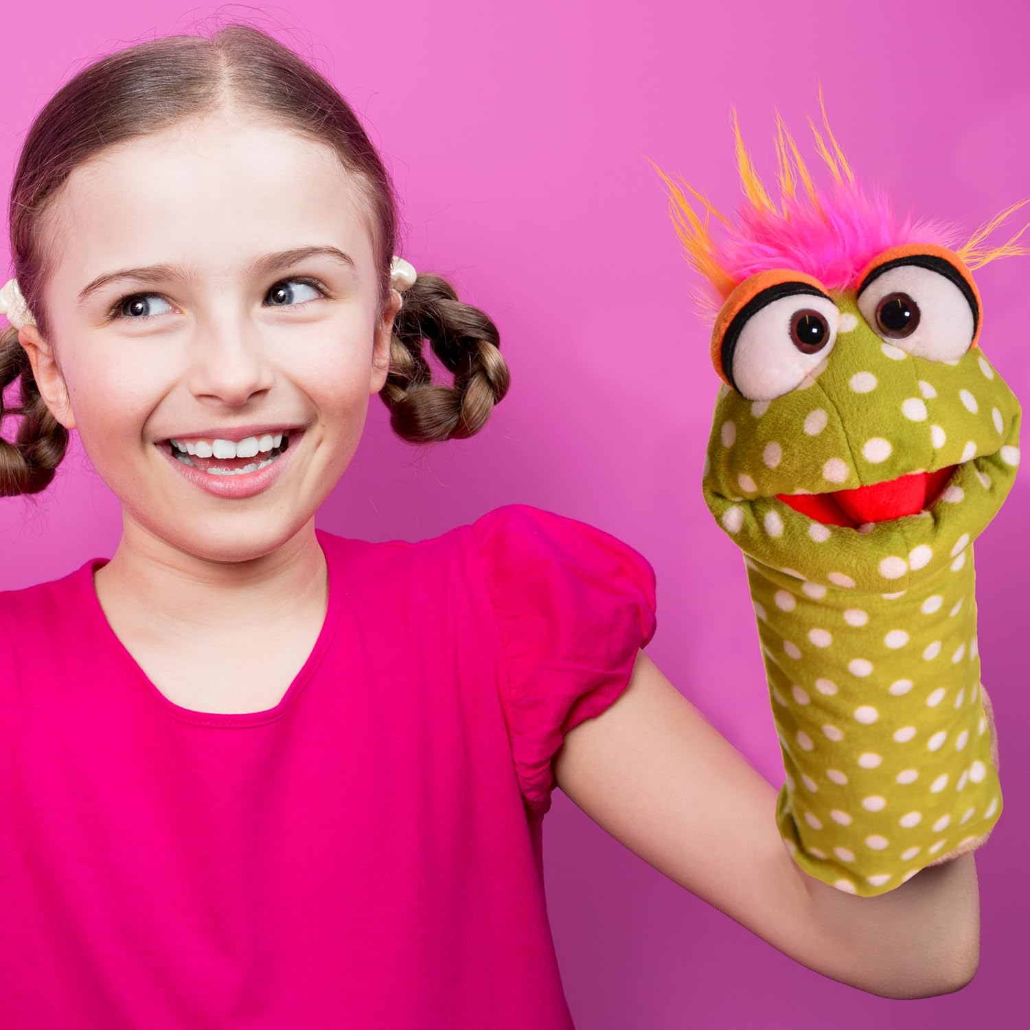 thin-air-brands-living-puppets-shesha-10-inch-green-sock-hand-puppet