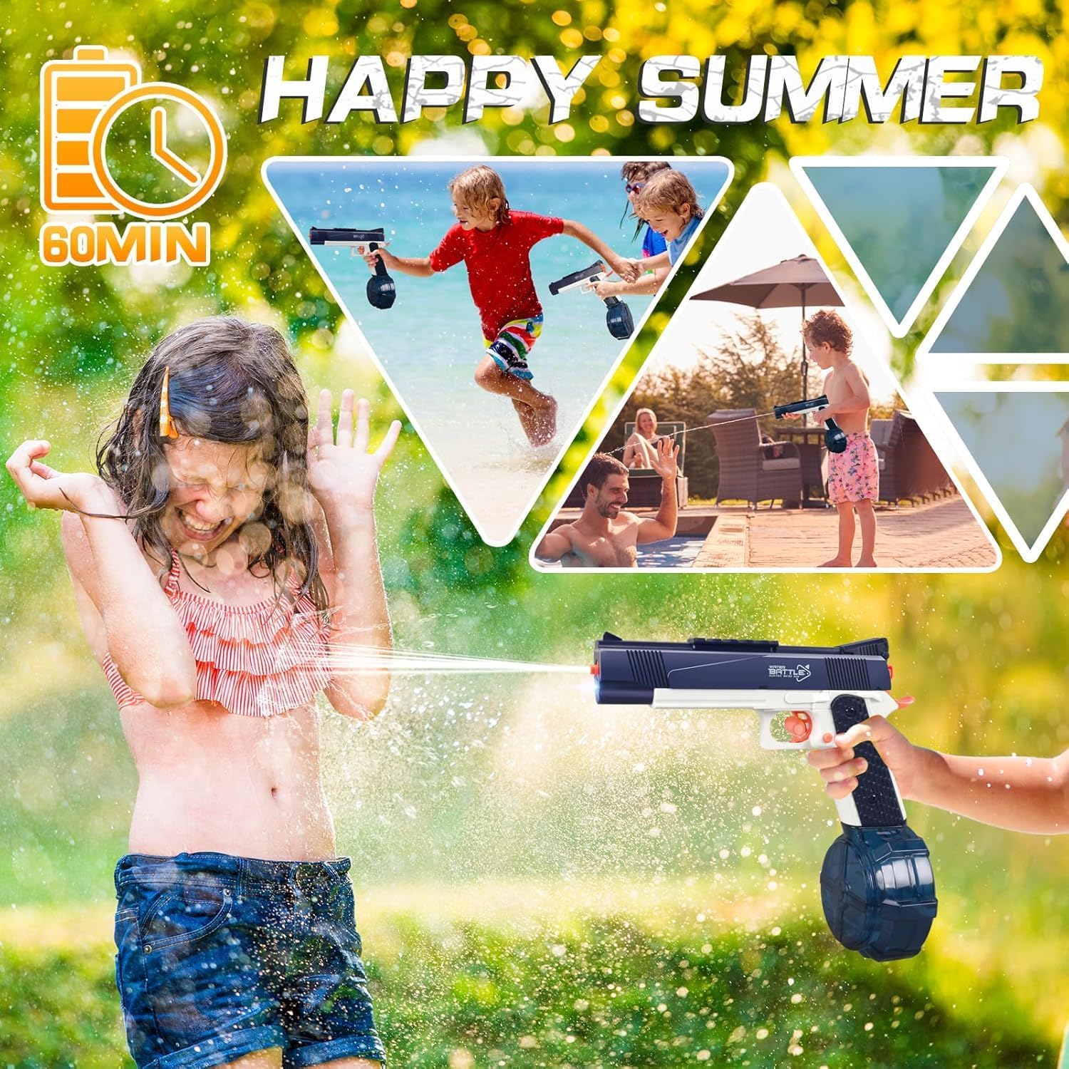Snowall Electric Water Gun 35 Foot Range Pink or Blue Outdoor Toy