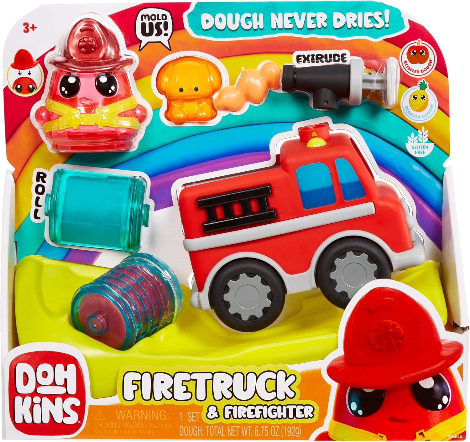 DohKins Fire Truck and Firefighter Never-Dry Scented Dough Playset