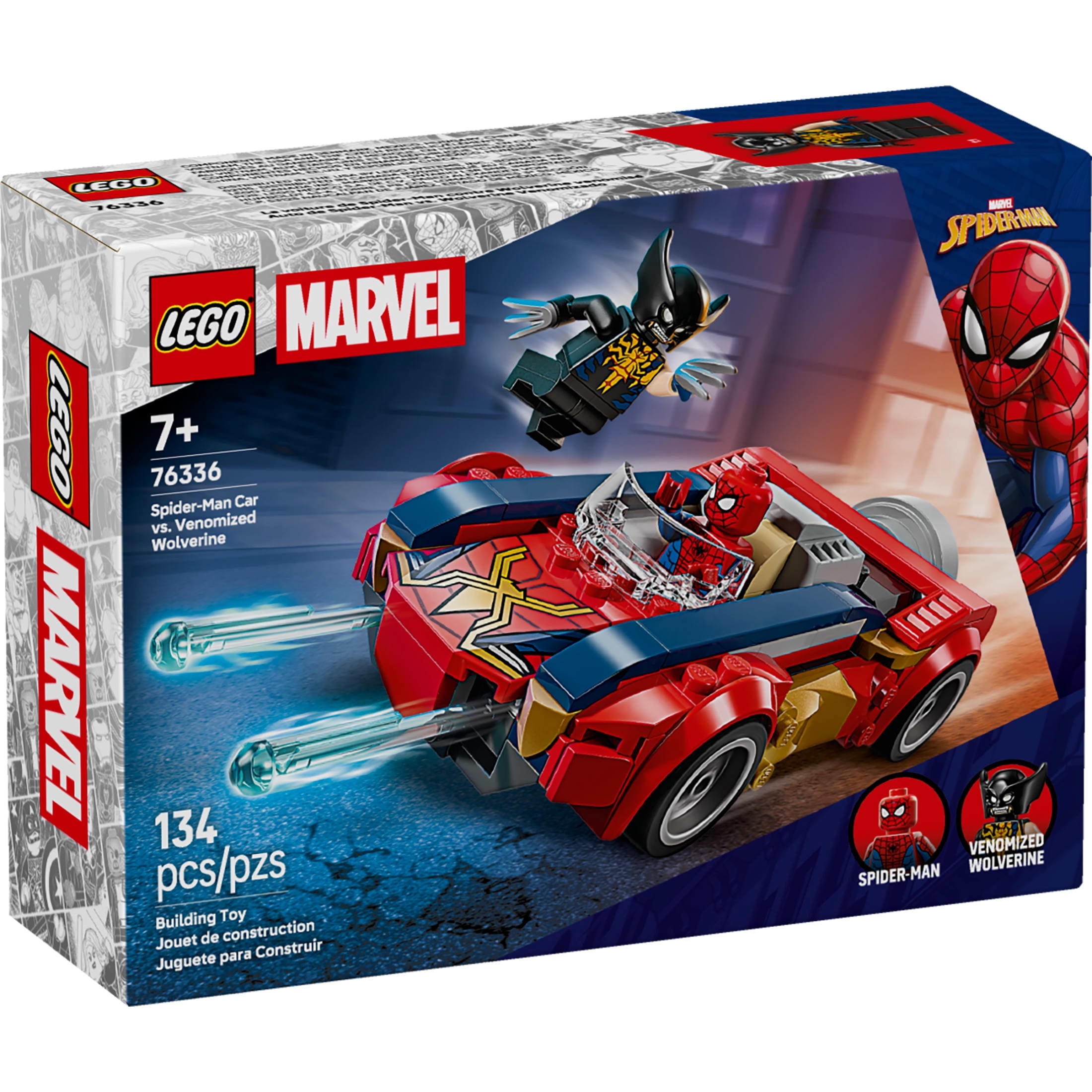 LEGO Marvel Spider-Man Car vs. Venomized Wolverine Building Toy for Boys & Girls - Super Hero & Villain Playset W/2 Marvel Minifigures - Gift Idea for Birthdays - Ages 7+ - 76336