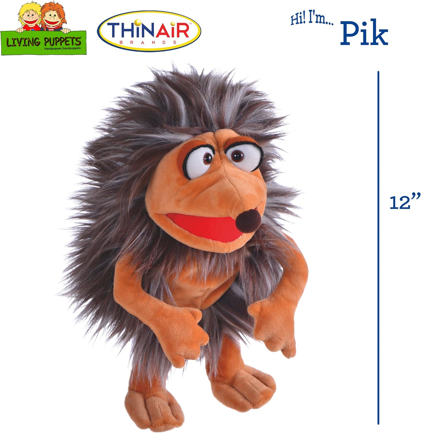 THiN AiR Brands Living Puppets Pik 12 Inch Brown Hedgehog Hand Puppet