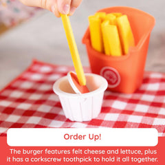 Fat Brain Toys Pretendables Burger & Fries Wooden Pretend Play Food Set