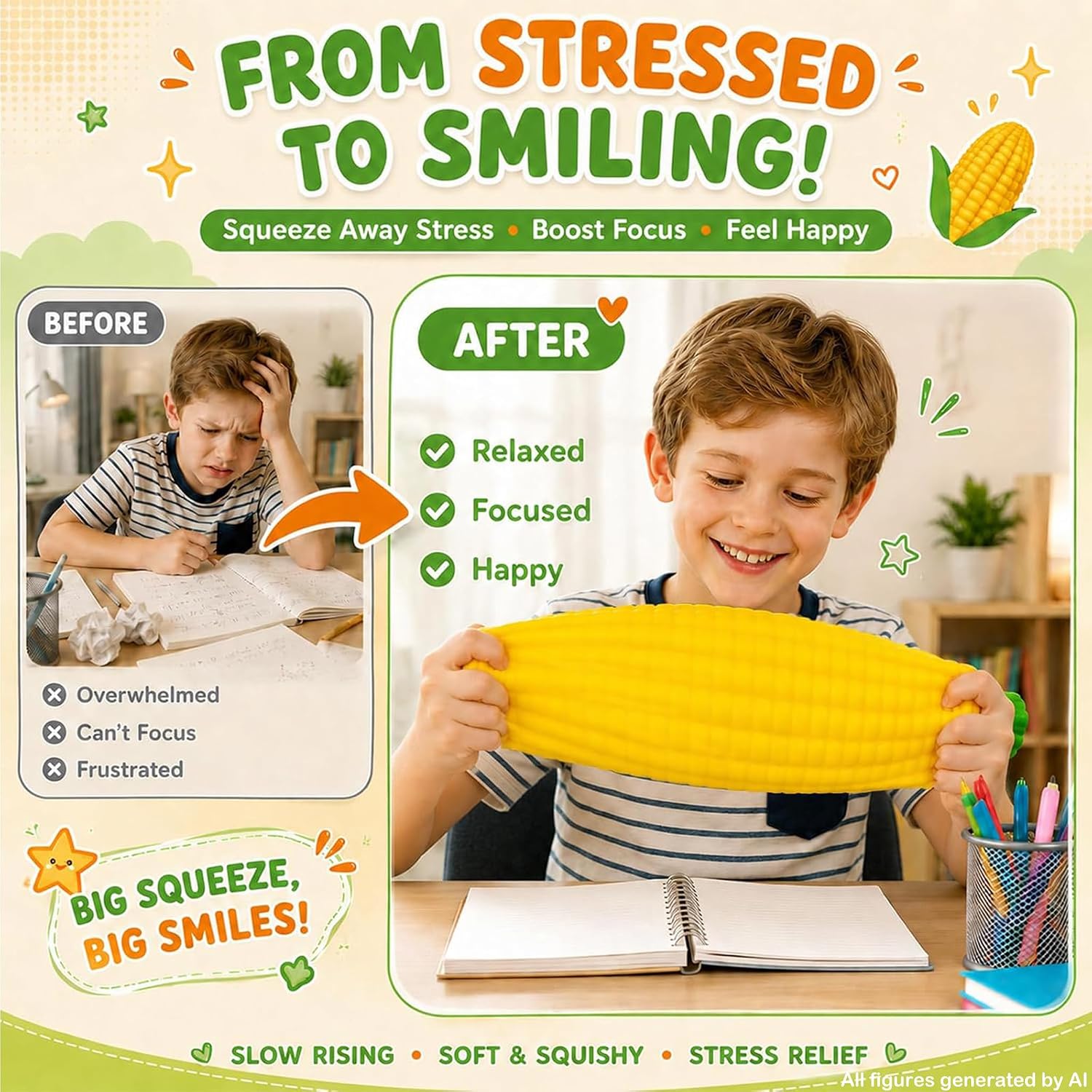 Jumbo Corn Cob Squishy Large Sensory Fidget Toy