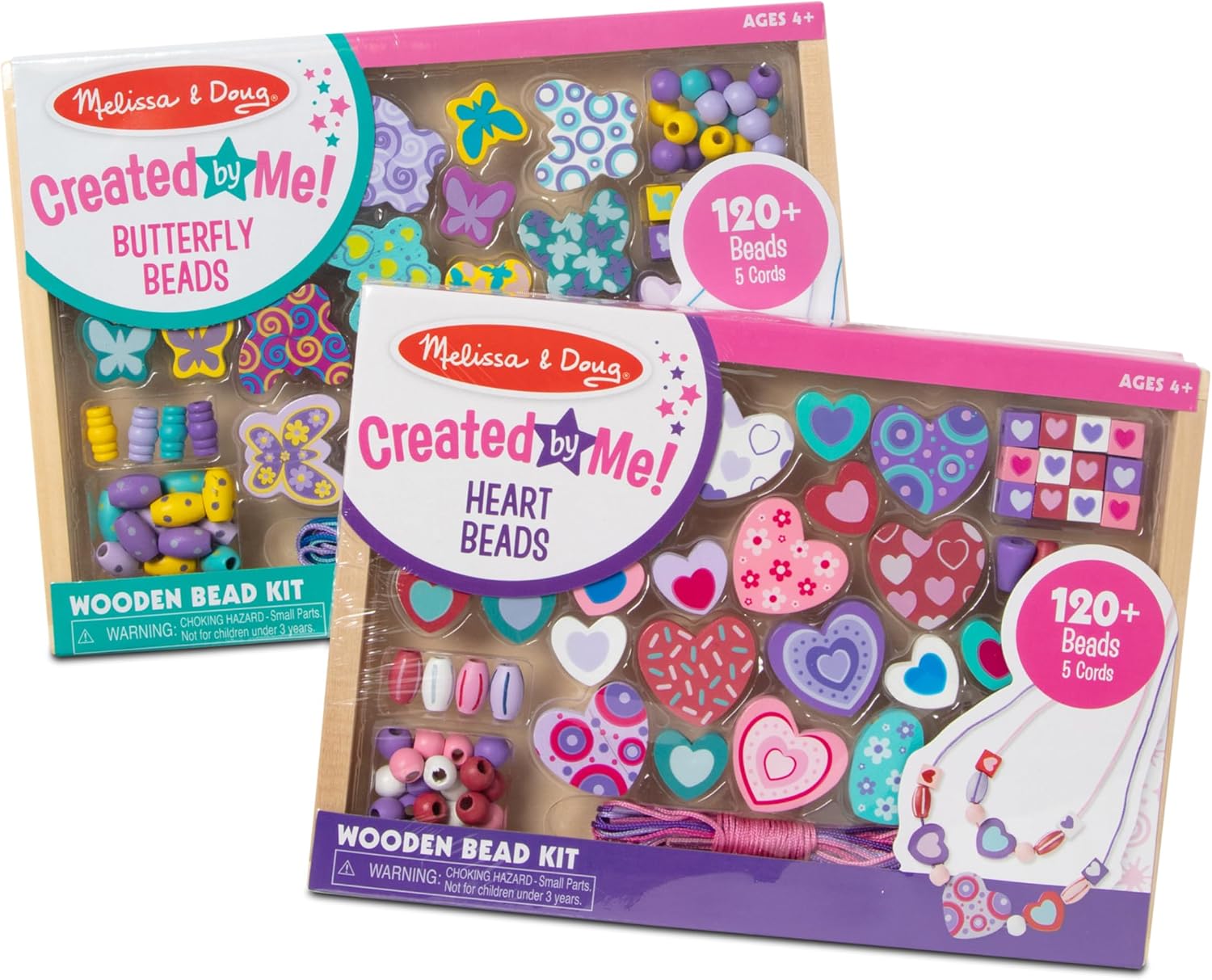 Melissa & Doug Created by Me Heart Beads Wooden Jewelry Making Kit
