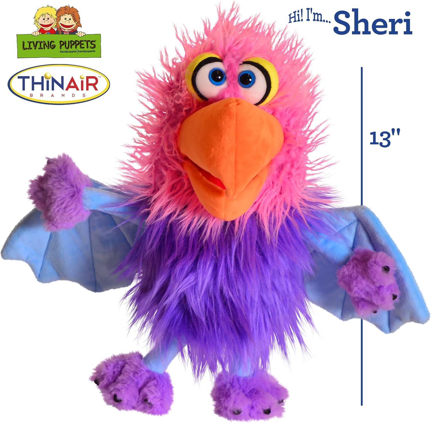 THiN AiR Brands Living Puppets Sheri 13 Inch Colorful Bird Hand Puppet