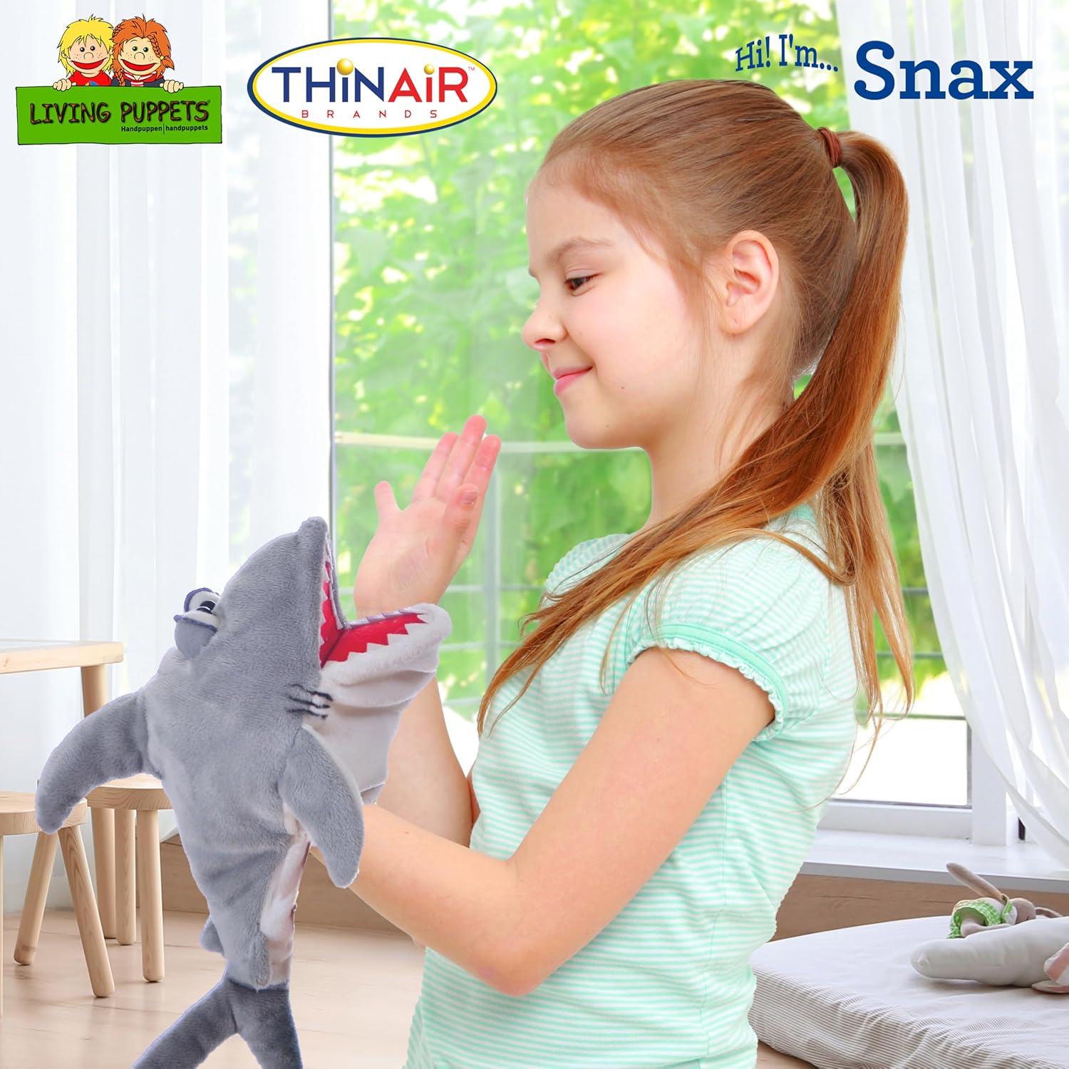 THiN AiR Brands Living Puppets Snax 12 Inch Shark Hand Puppet