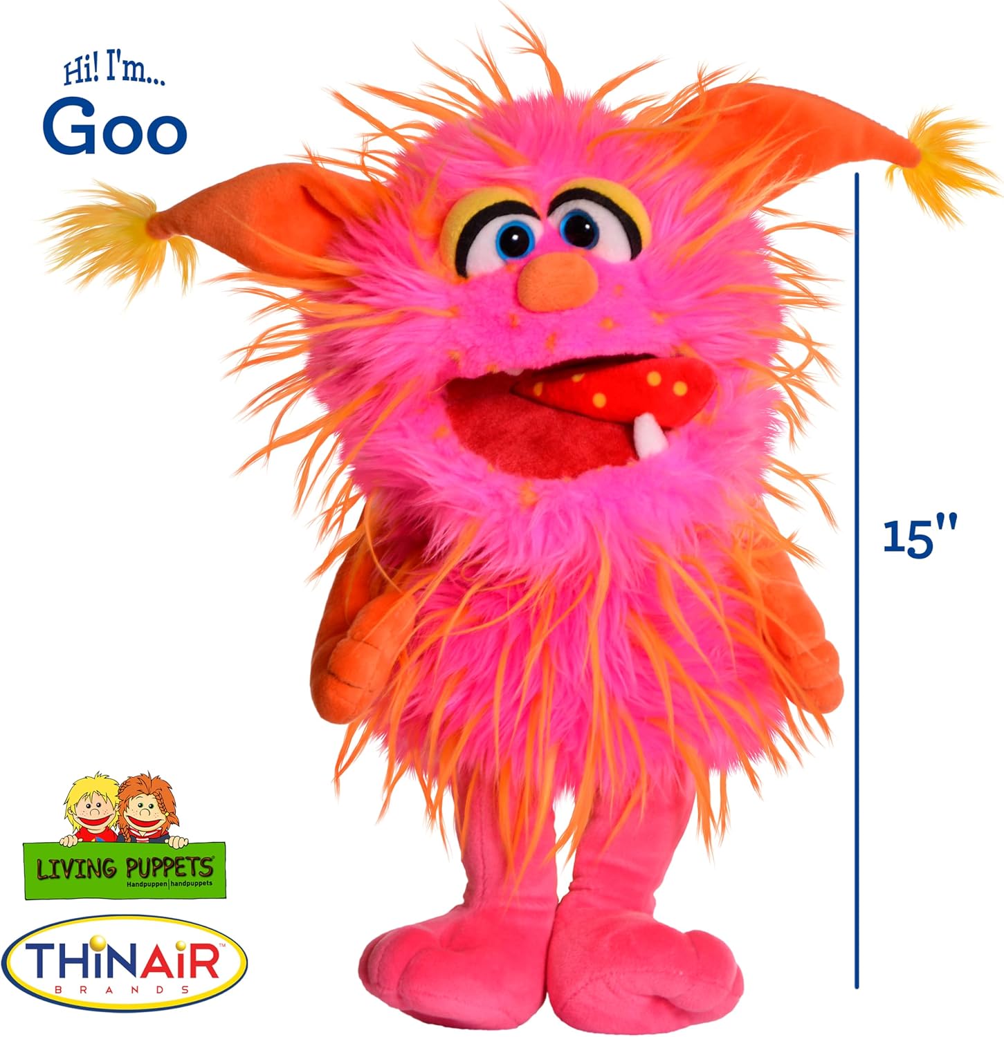 THiN AiR Brands Living Puppets 15 Inch Pink Orange Monster Hand Puppet