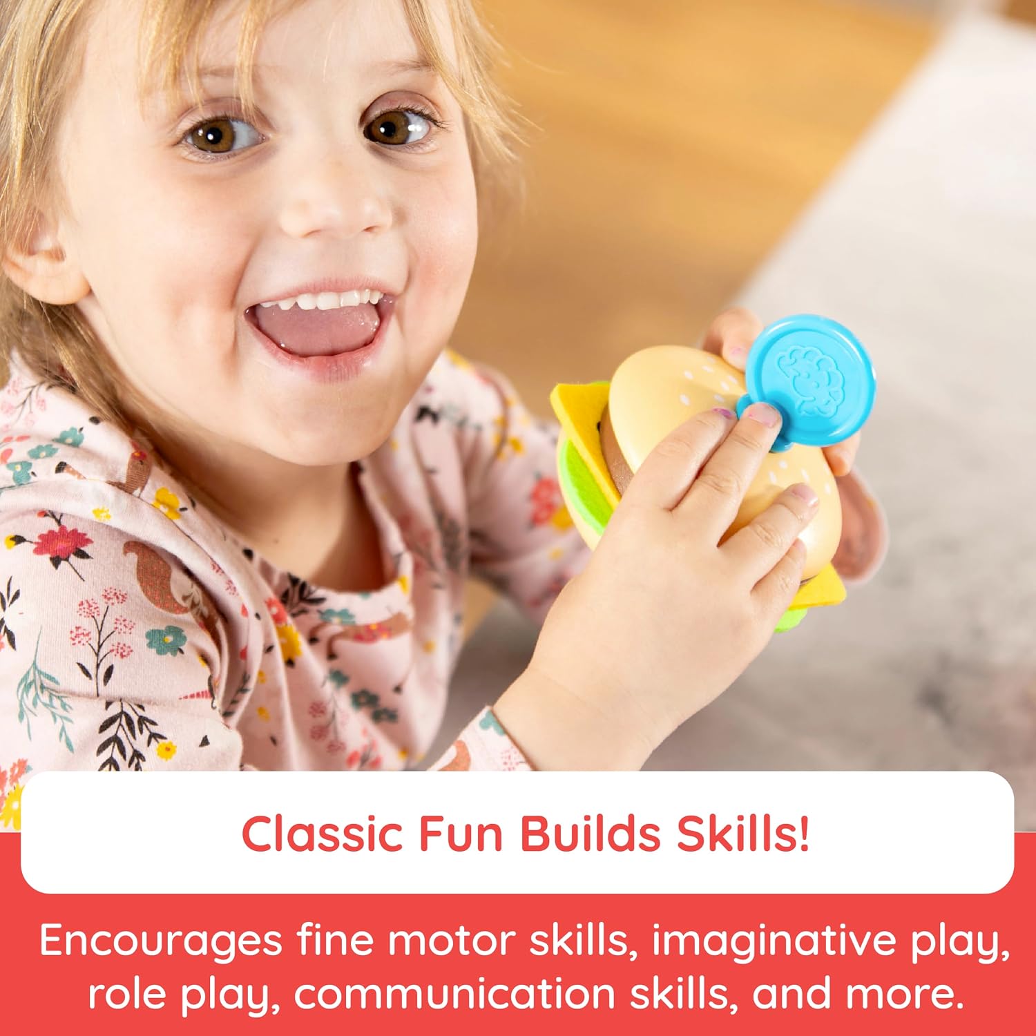 Fat Brain Toys Pretendables Burger & Fries Wooden Pretend Play Food Set