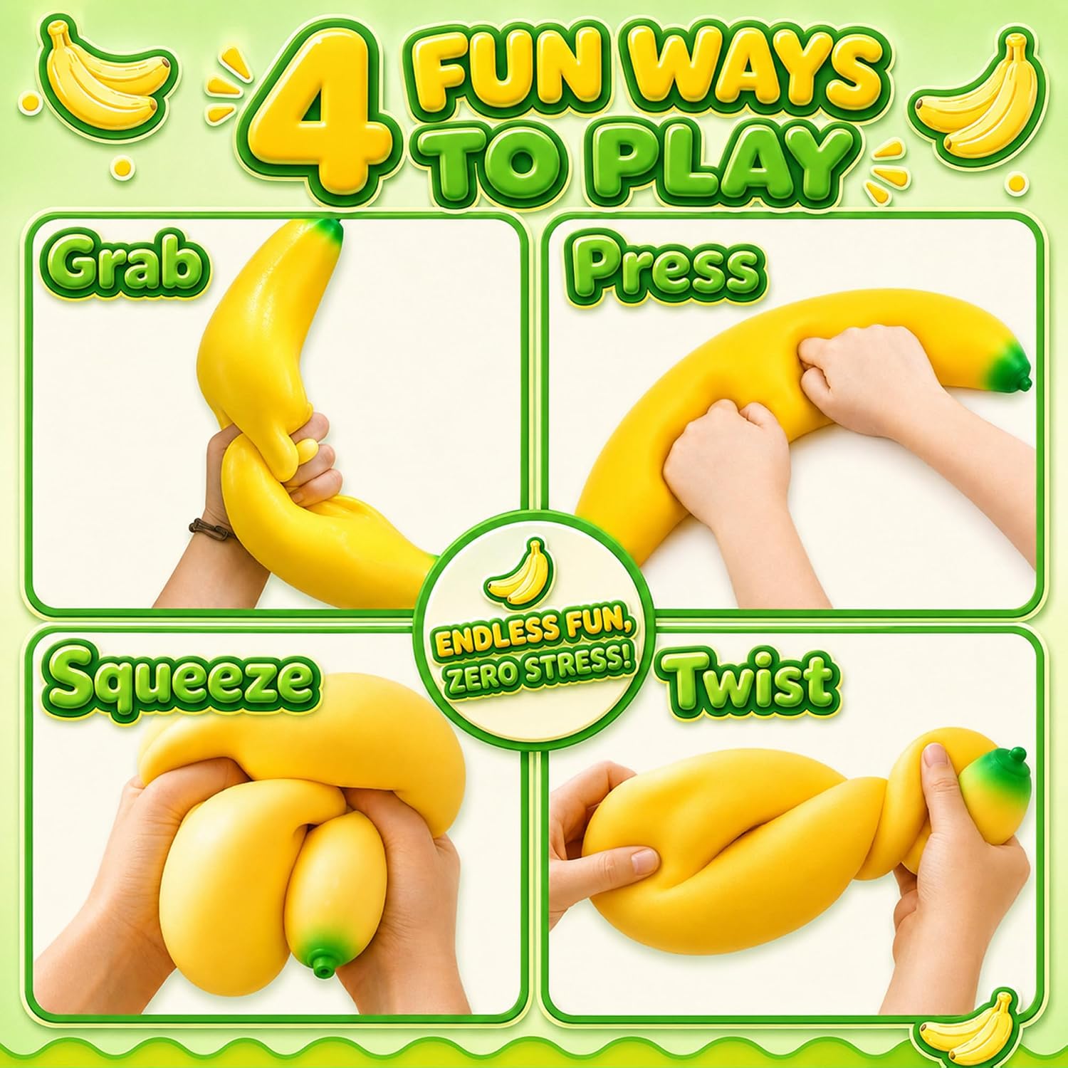 18-Inch Jumbo Banana Squishy Slow Rising Sensory Fidget Toy