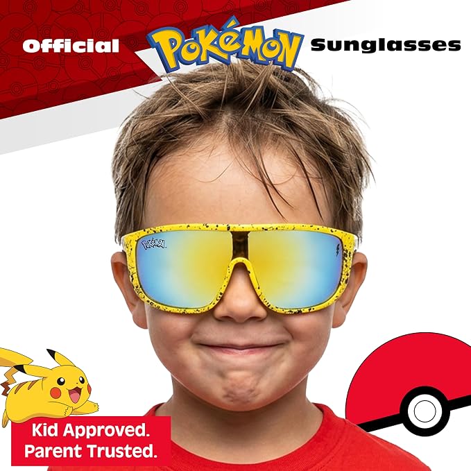Pokémon Yellow and Black Splatter Large Lens Sports Wrap Kids Sunglasses