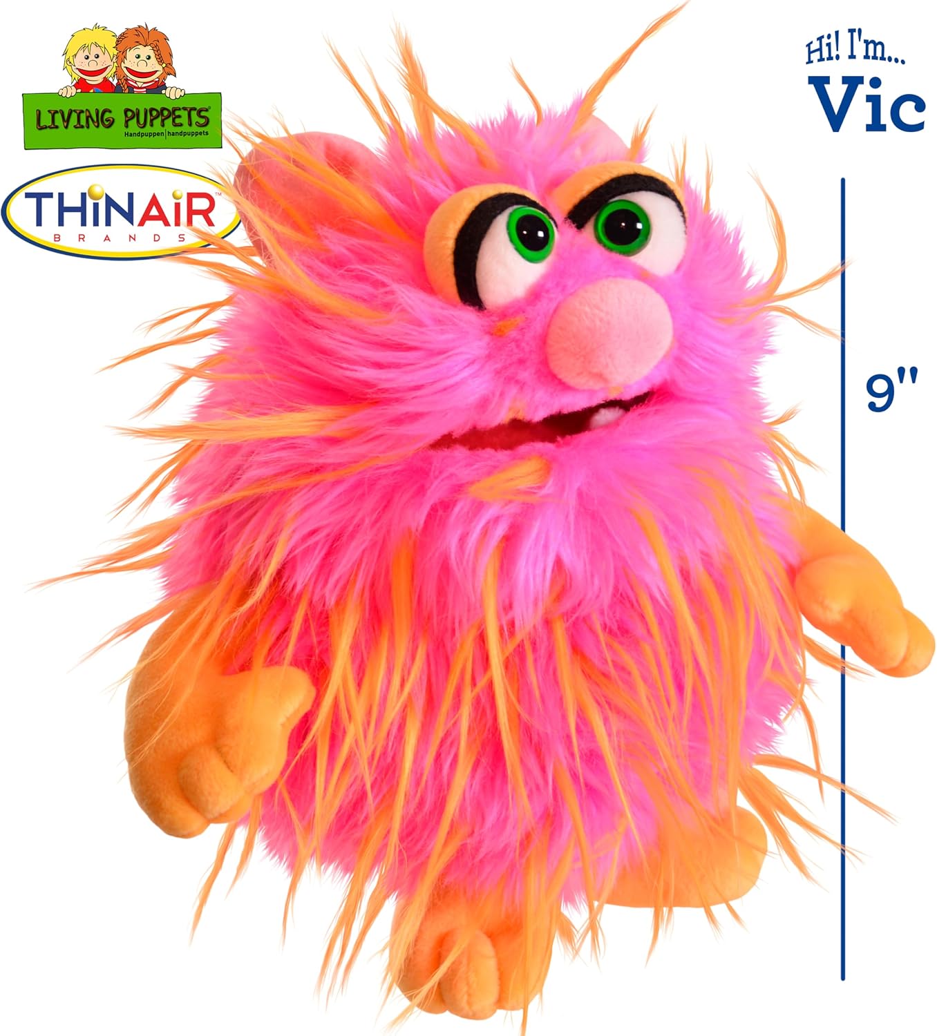 THiN AiR Brands Living Puppets 9 Inch Pink Orange Monster Hand Puppet