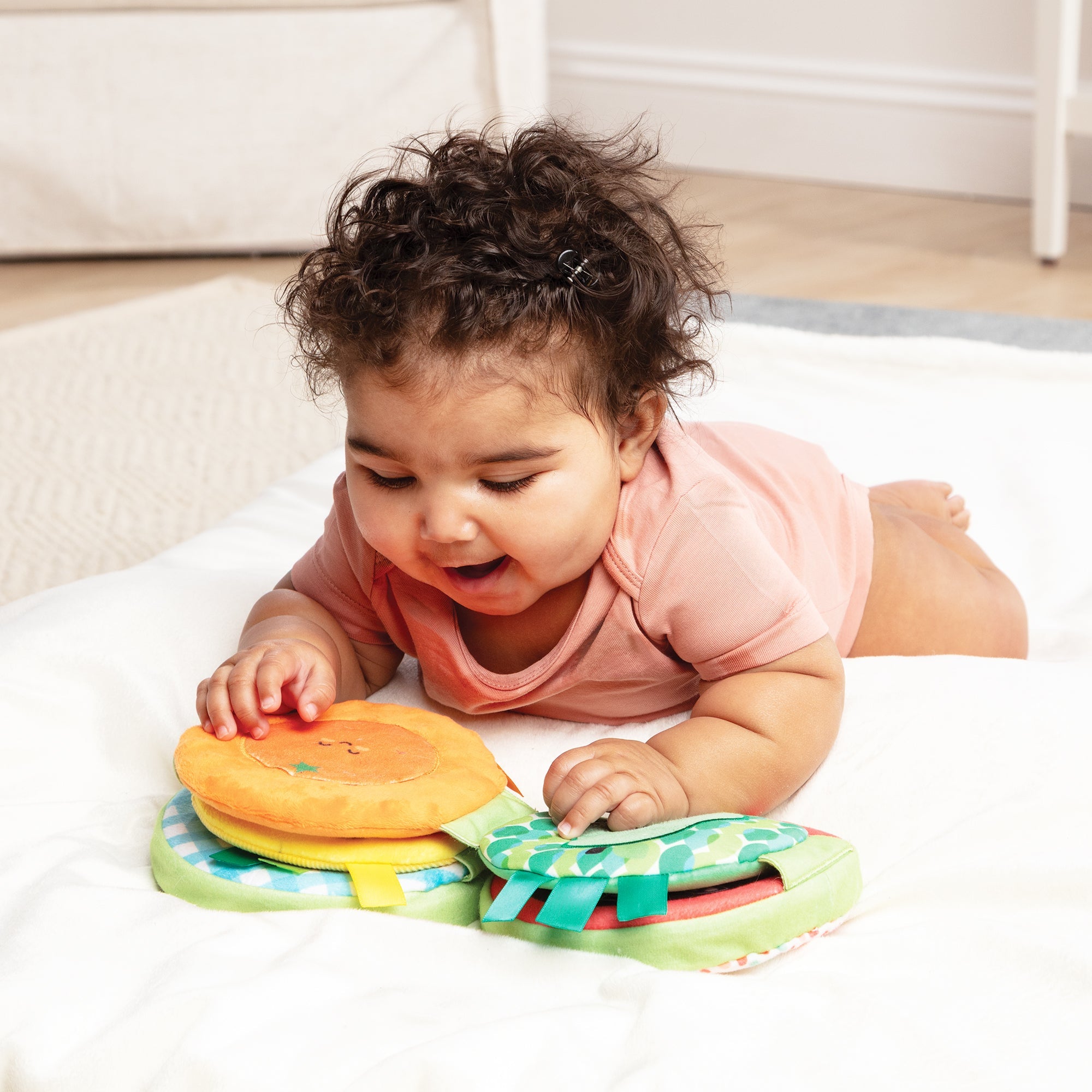 Melissa & Doug Farmers Market Tummy Time Roller sensory baby toy with fruit and vegetable panels