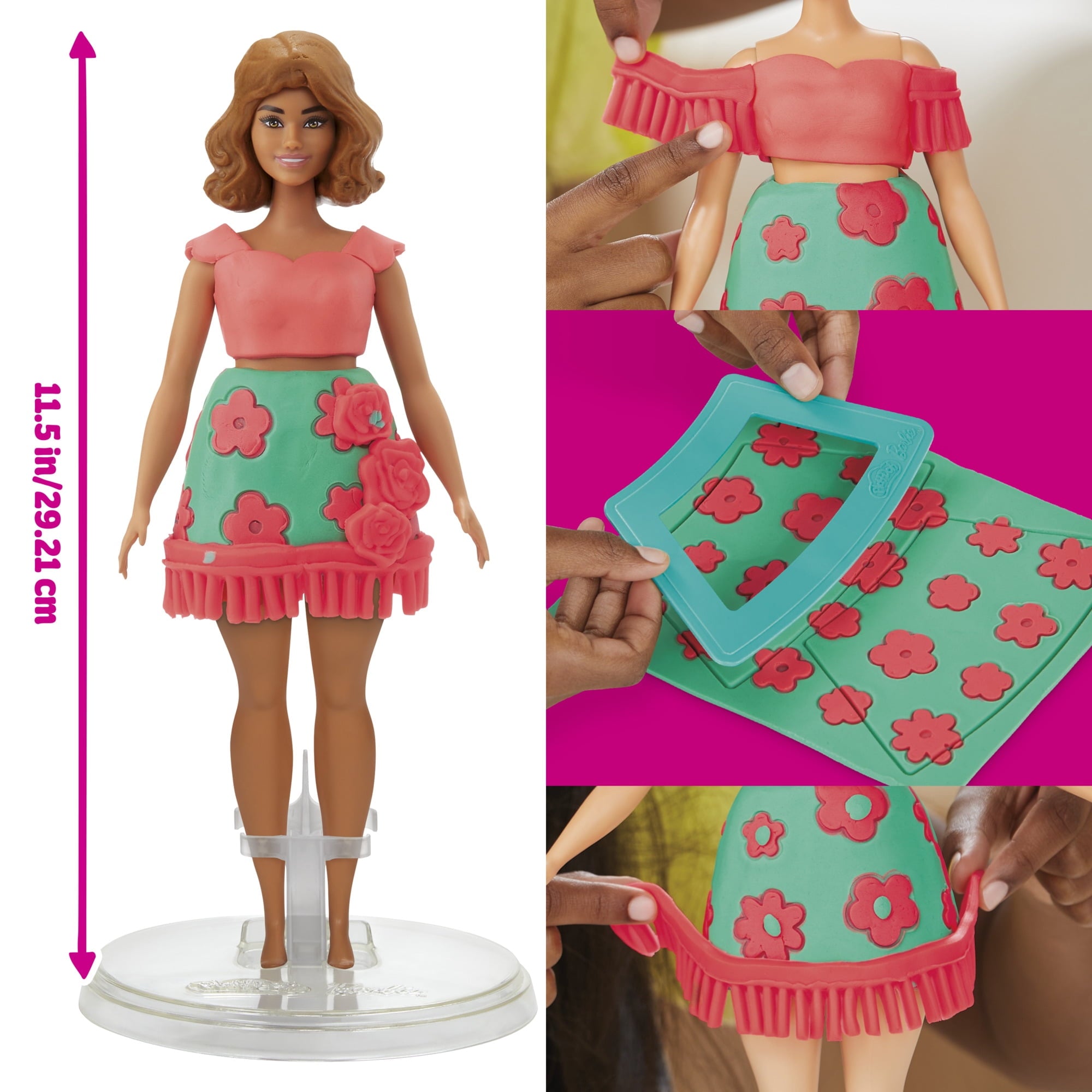 Play-Doh Barbie Florals and Fringe Set, Make Doll Clothes, Girls & Boys 5 and up