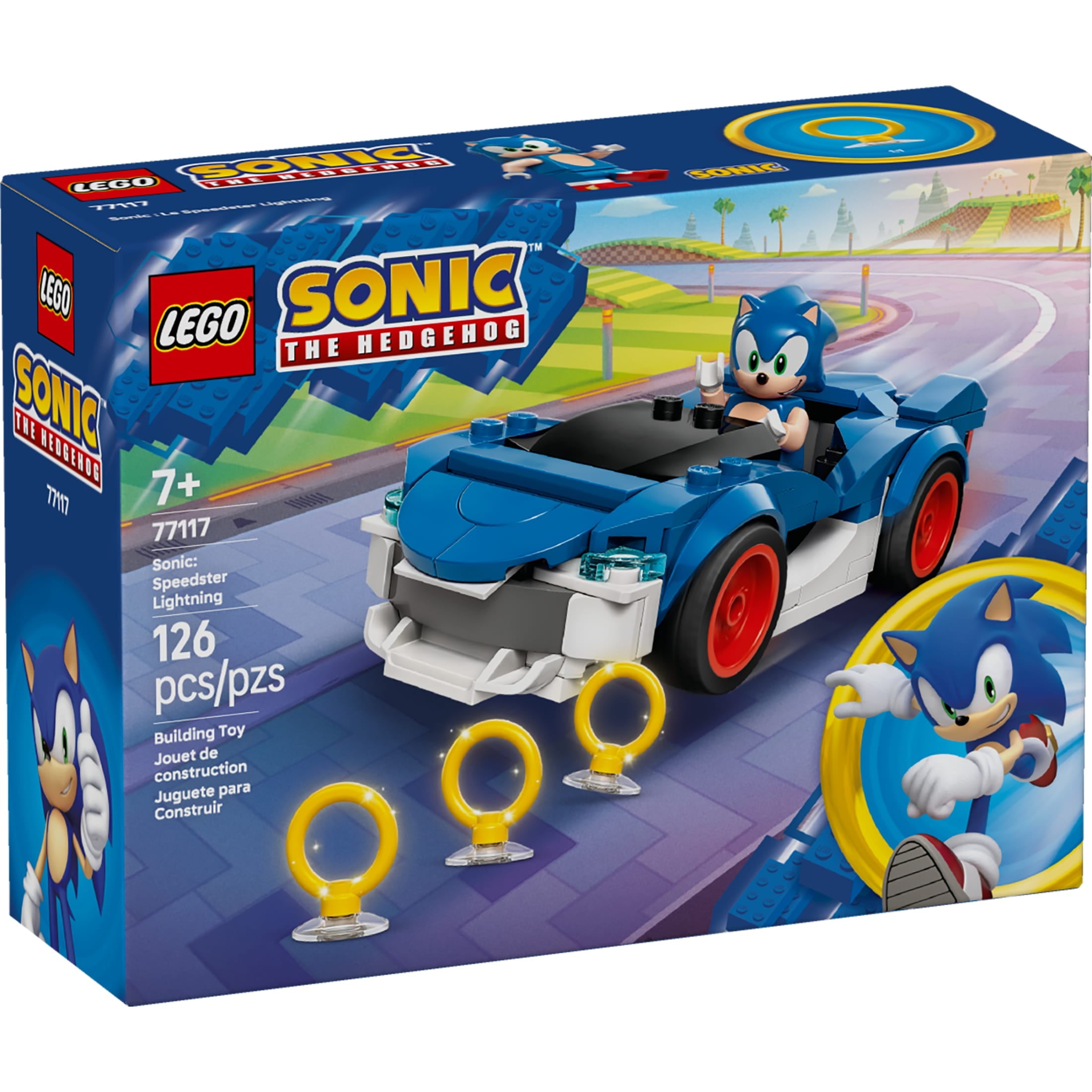 LEGO Sonic the Hedgehog Sonic: Speedster Lightning Race Car Toy for Boys & Girls - Toy Building Set W/Sonic Minifigure for Kids & Gamers, Ages 7+ - Gift Idea for Birthdays - 77117