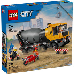 LEGO City Cement Mixer Truck Building Toy for Boys & Girls, Ages 7+ - Pretend Play Construction Toy W/ Rotating Drum & 3 Worker Minifigures - Gift Idea for Birthdays - 60478