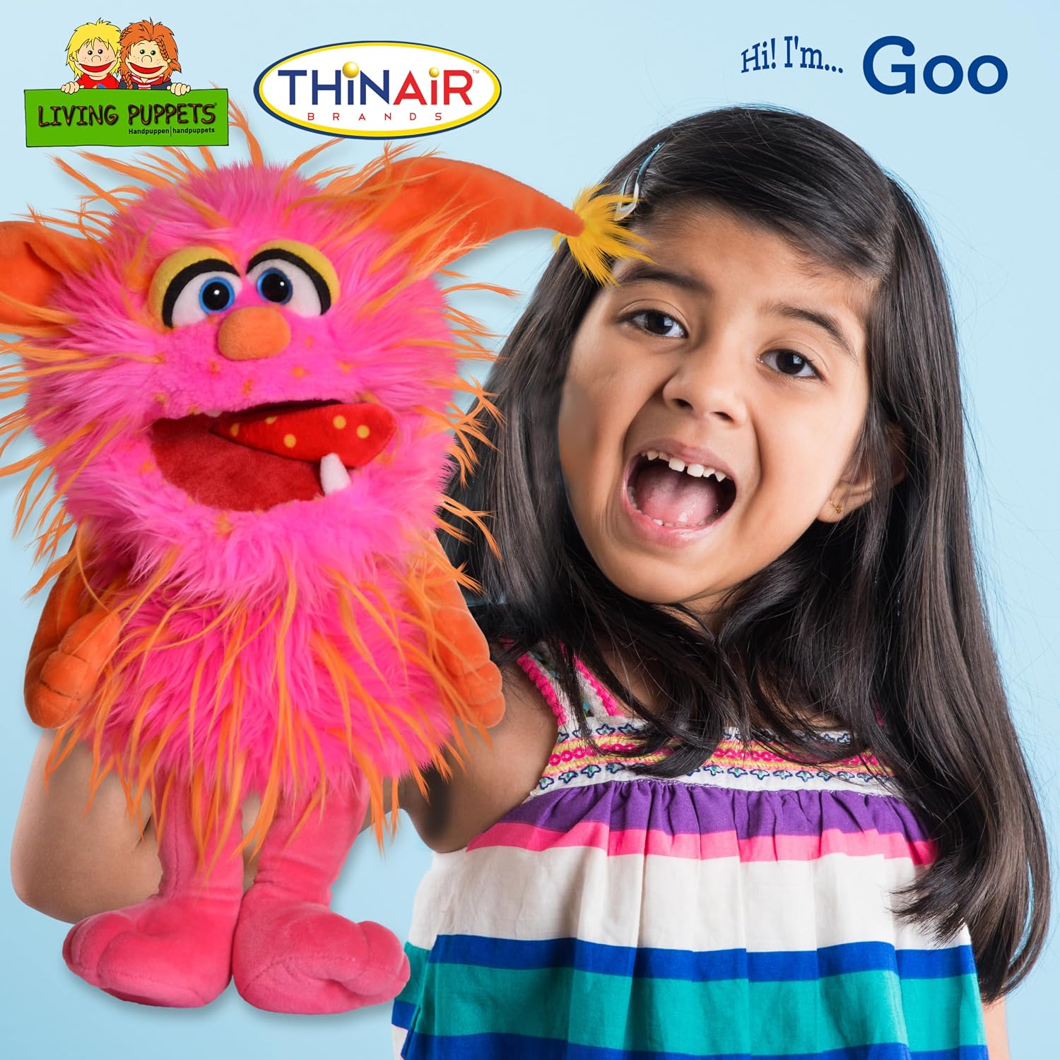 THiN AiR Brands Living Puppets 15 Inch Pink Orange Monster Hand Puppet