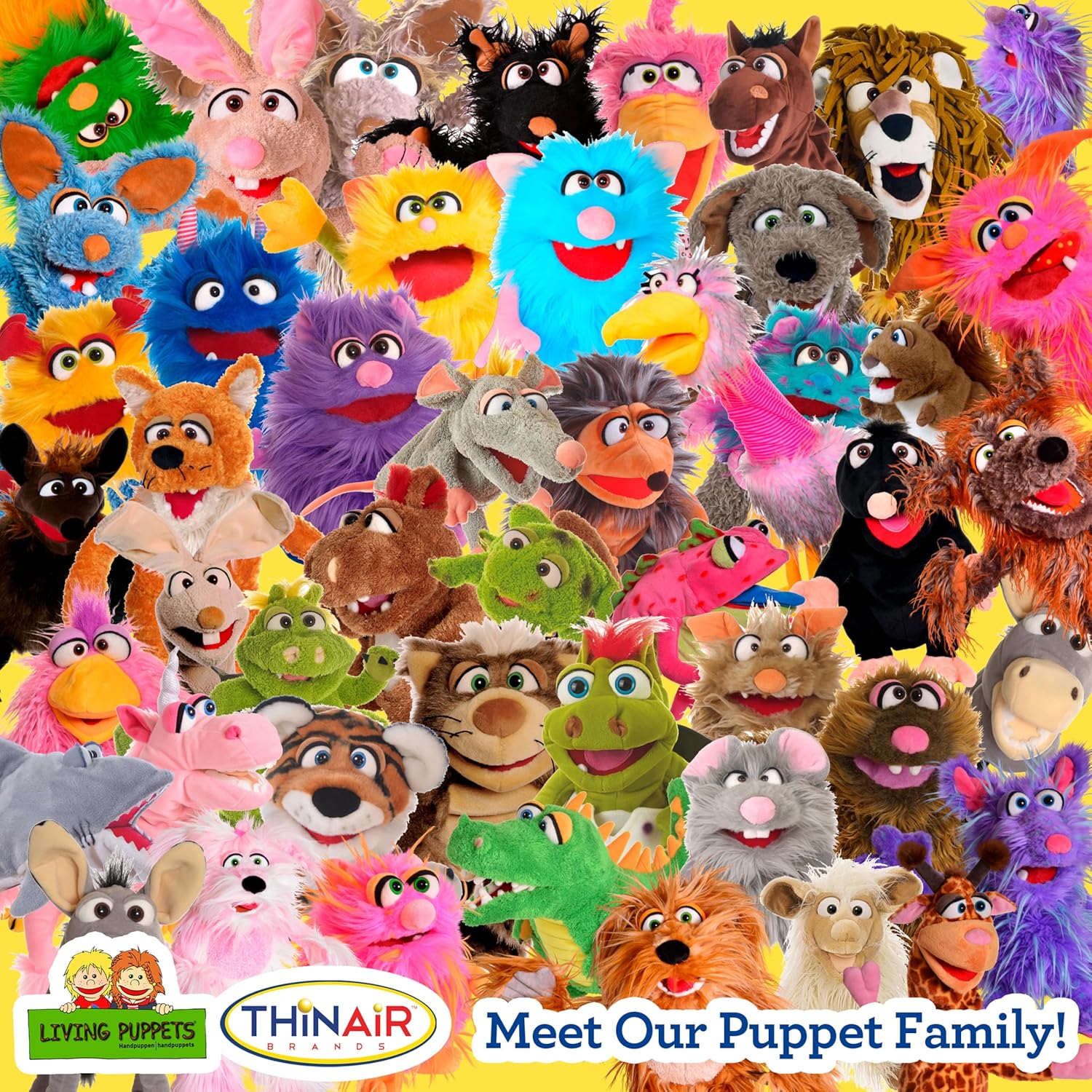 THiN AiR Brands Living Puppets 9 Inch Pink Orange Monster Hand Puppet