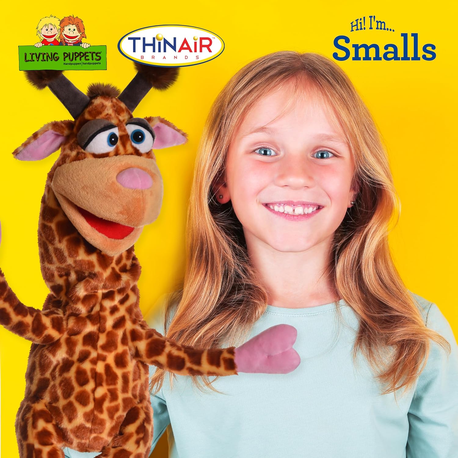THiN AiR Brands Living Puppets Smalls 21 Inch Brown Giraffe Hand Puppet