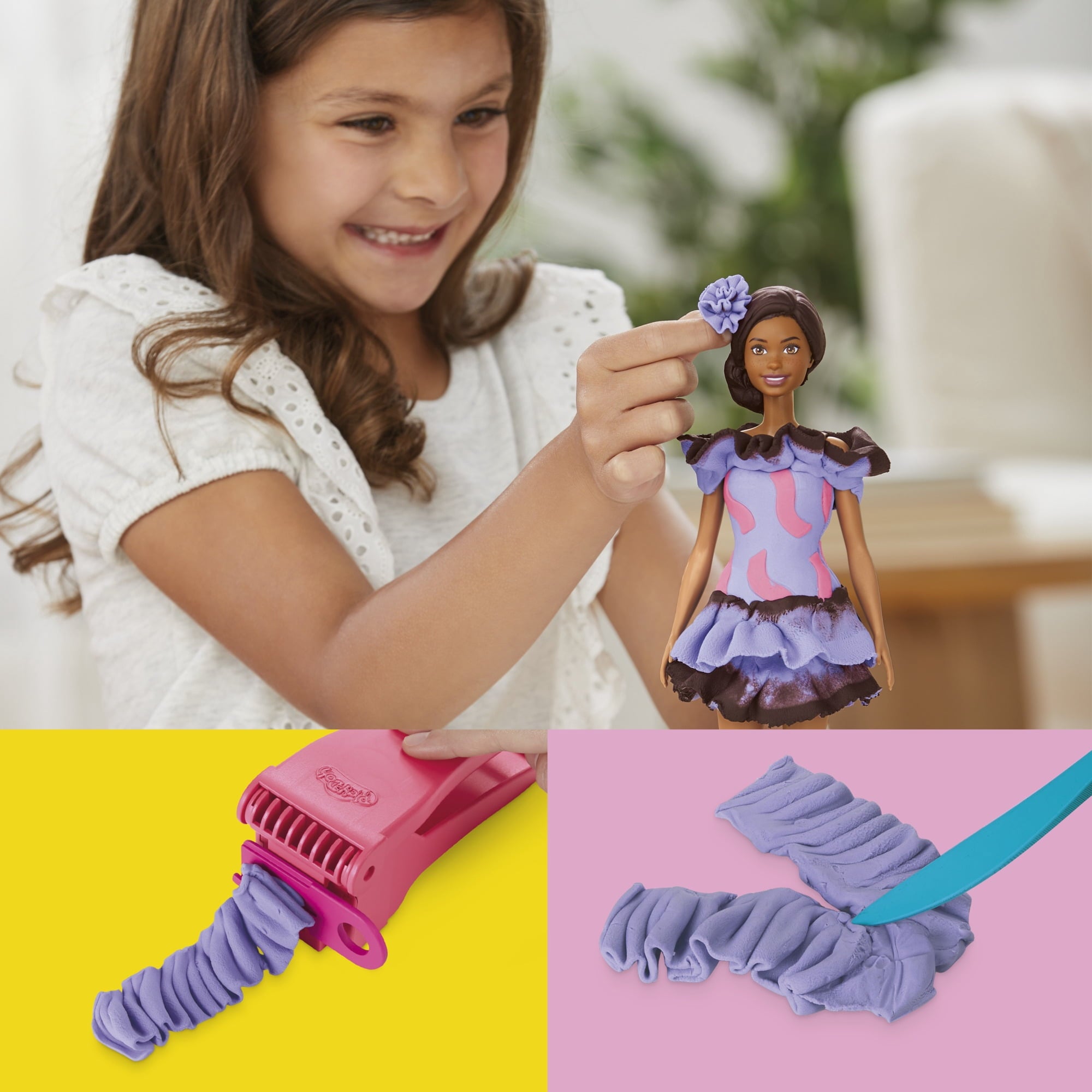 Play-Doh Barbie Fashionista Ruffles Set, Make Doll Clothes, Girls & Boys 5 and up