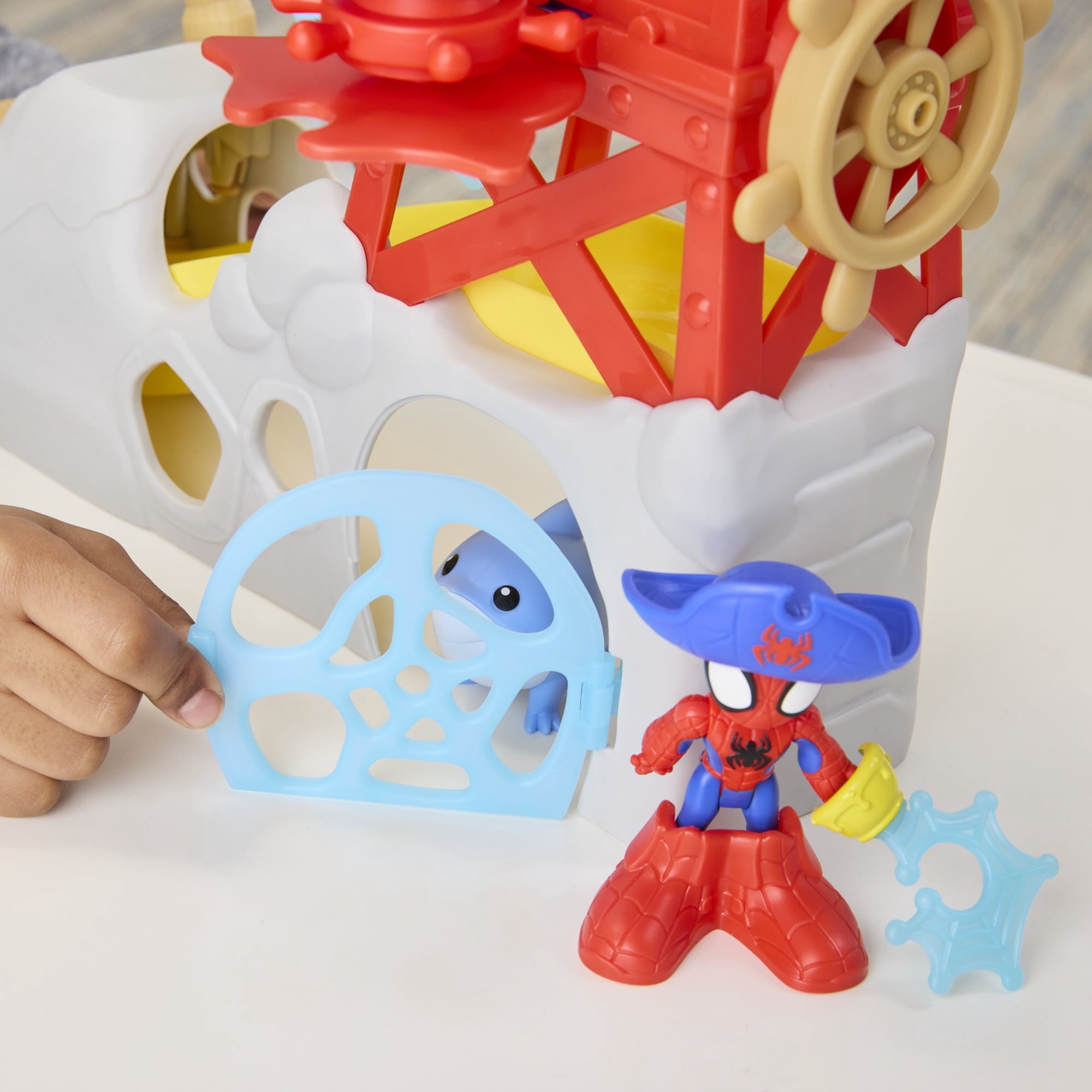 Marvel Spidey and His Amazing Friends Toys Water-Webs Spidey Island Playset with Spider-Man and Jeff The Landshark Figures, Kids Ages 3 and up