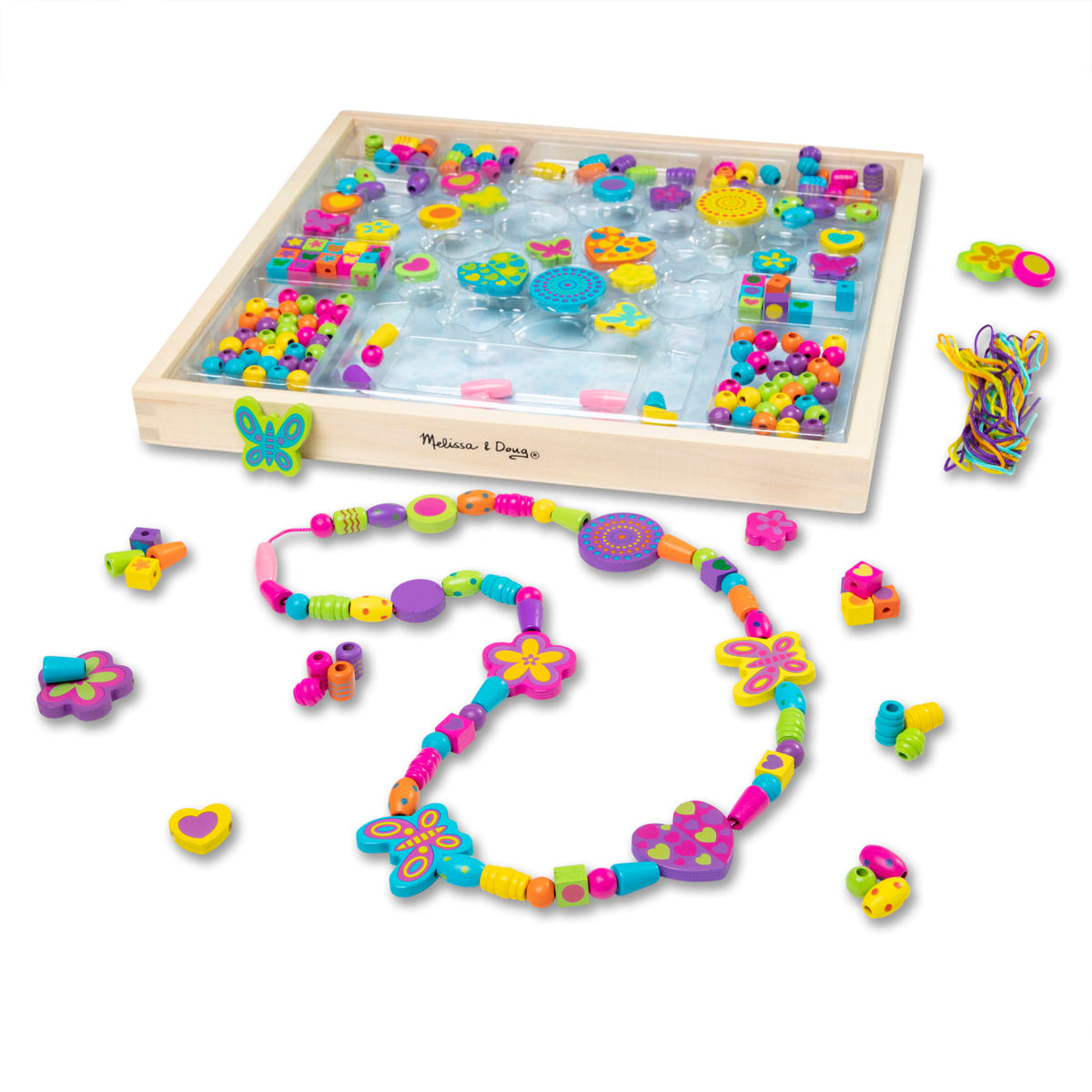Melissa & Doug Created by Me Bead Bouquet wooden jewelry-making kit with 220+ colorful beads