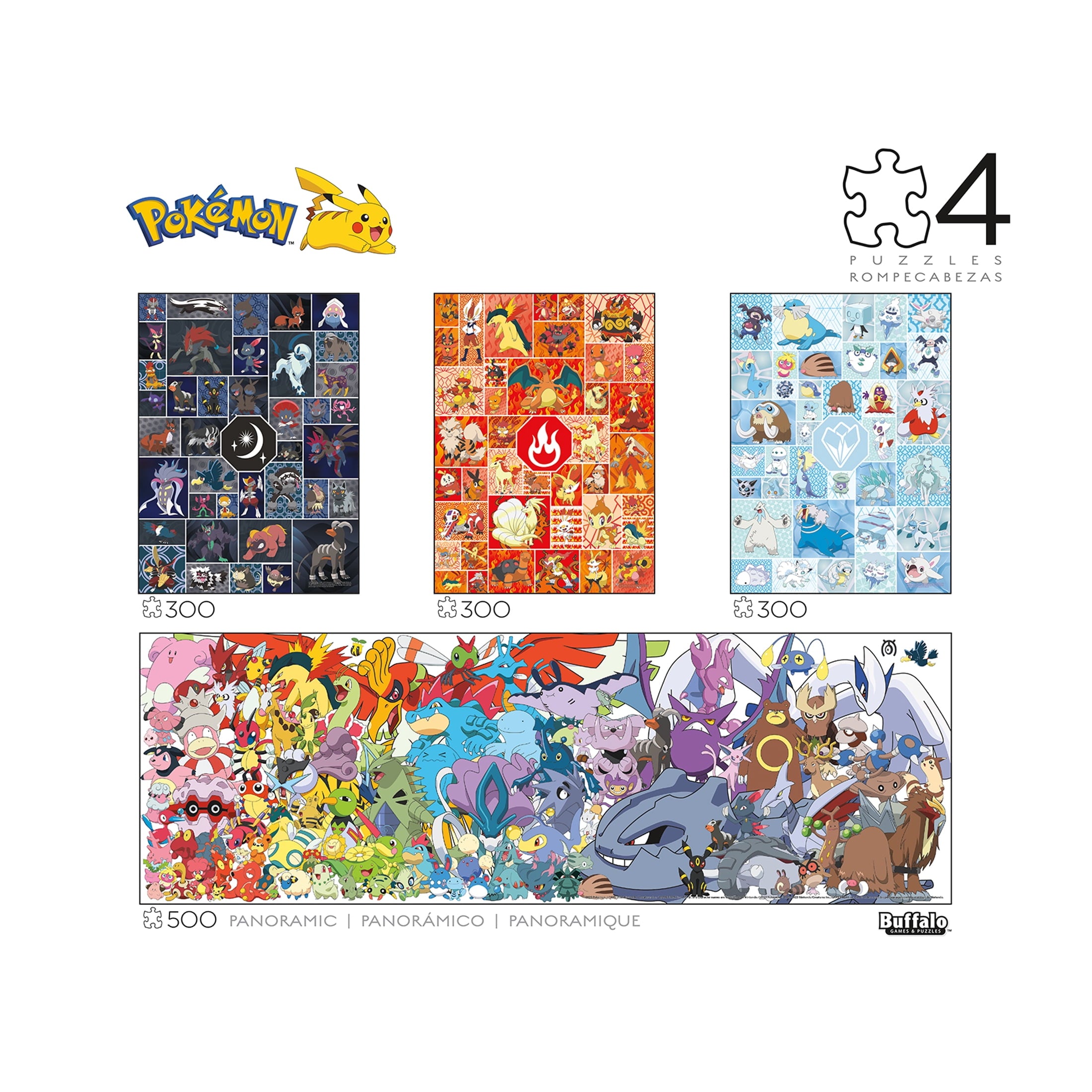 Buffalo Games Pokemon 4 x 1 Multipack Interlocking Jigsaw Puzzles for Adults Ages 14+