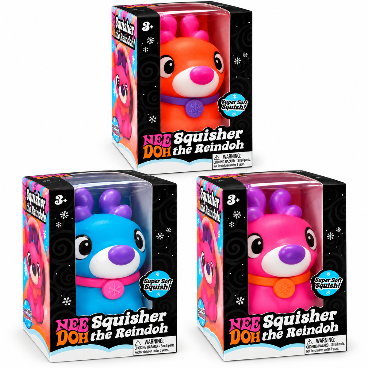 Schylling NeeDoh Squisher the Reindoh Squishy Fidget Toy 1 Piece Random Color