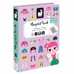 Janod Girl's Costumes Magneti'Book magnetic dress-up game with 46 magnets and 8 model cards