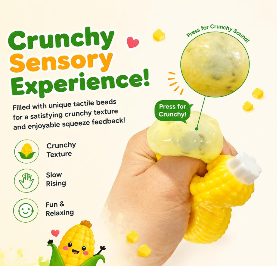 Crunchy Corn Squishy ASMR Sensory Fidget Toy