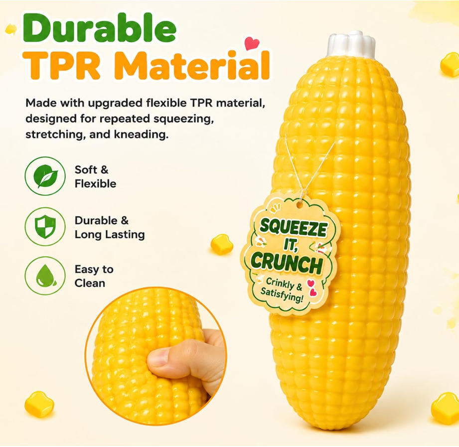 Crunchy Corn Squishy ASMR Sensory Fidget Toy