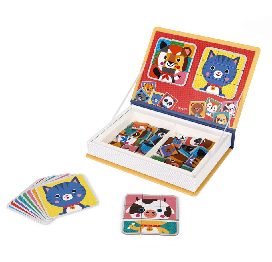 Janod Mix & Match Animals Magneti'Book Magnetic Game – 72 Magnets & 8 Cards