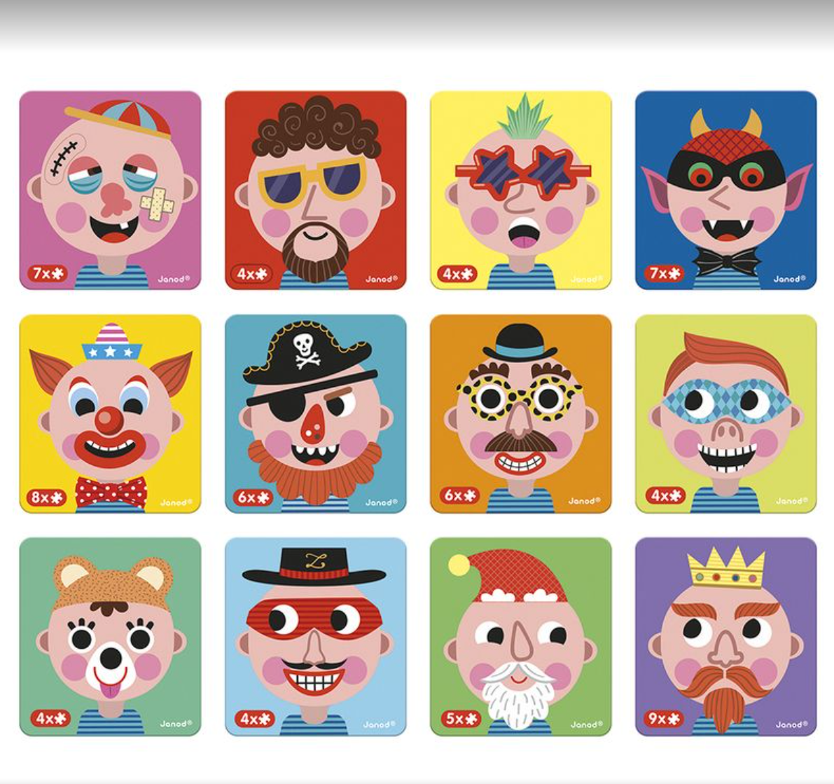 Janod Boy's Crazy Faces Magneti'Book Magnetic Game – 70 Magnets & 12 Cards